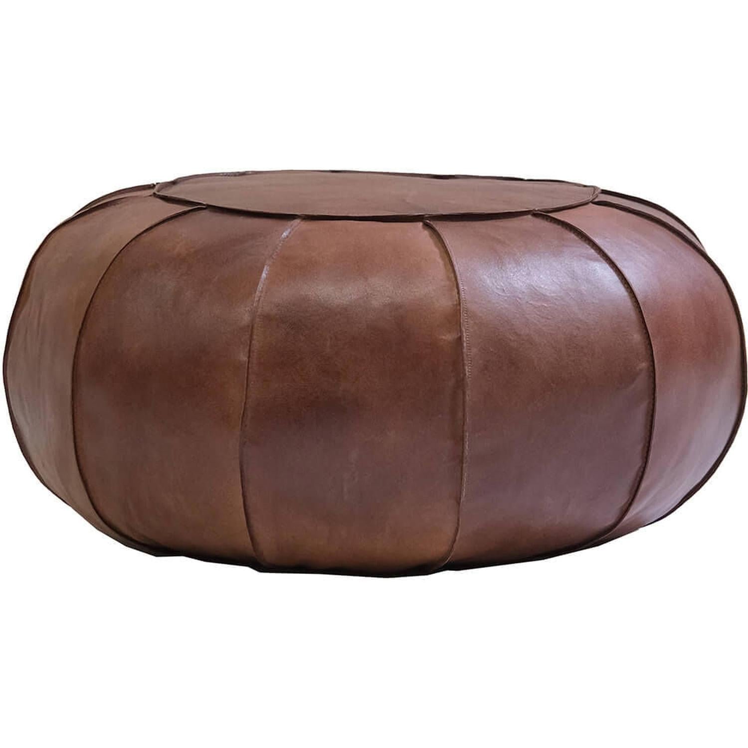 Lederpouf Alfredo rund - Antikbraun-Lederpoufs-Trademark Living-le canapé