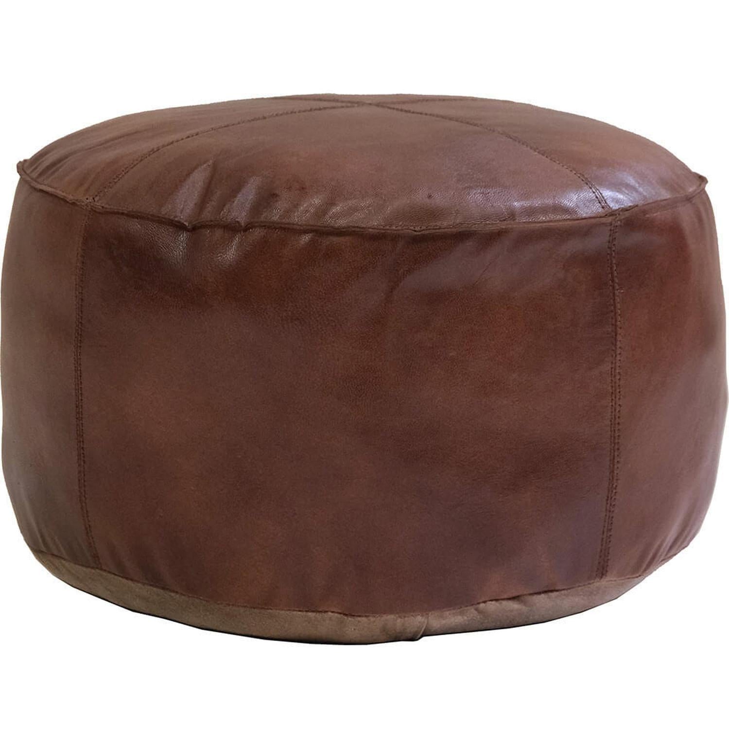 Lederpouf Markus rund - Braun-Lederpoufs-Trademark Living-le canapé