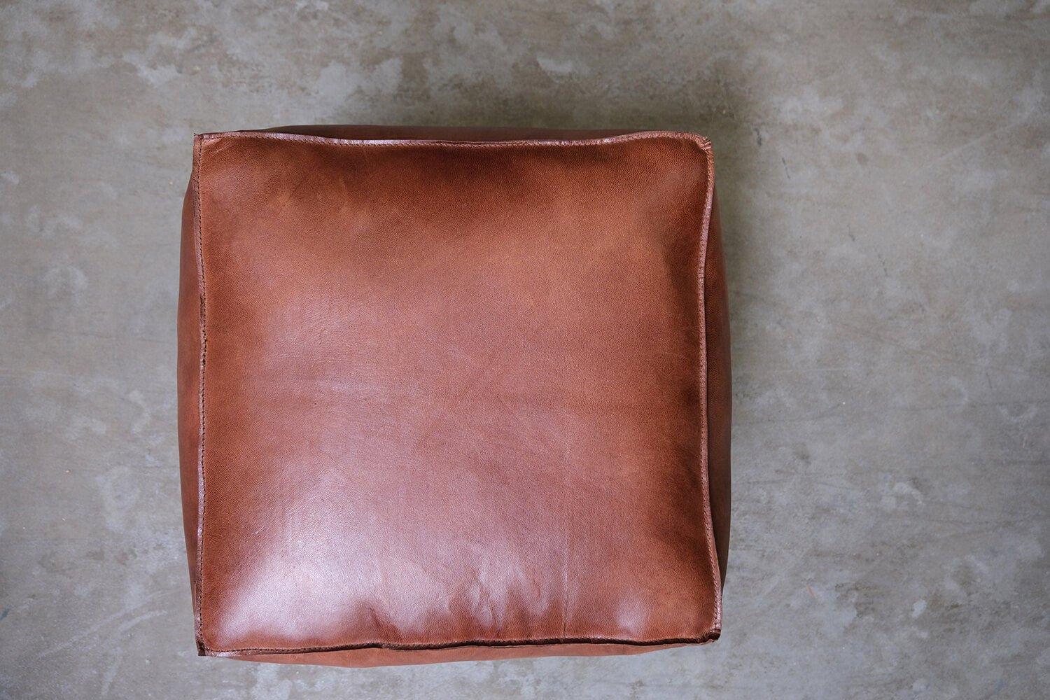 Lederpouf Tazi quadratisch - Braun-Lederpoufs-Trademark Living-le canapé