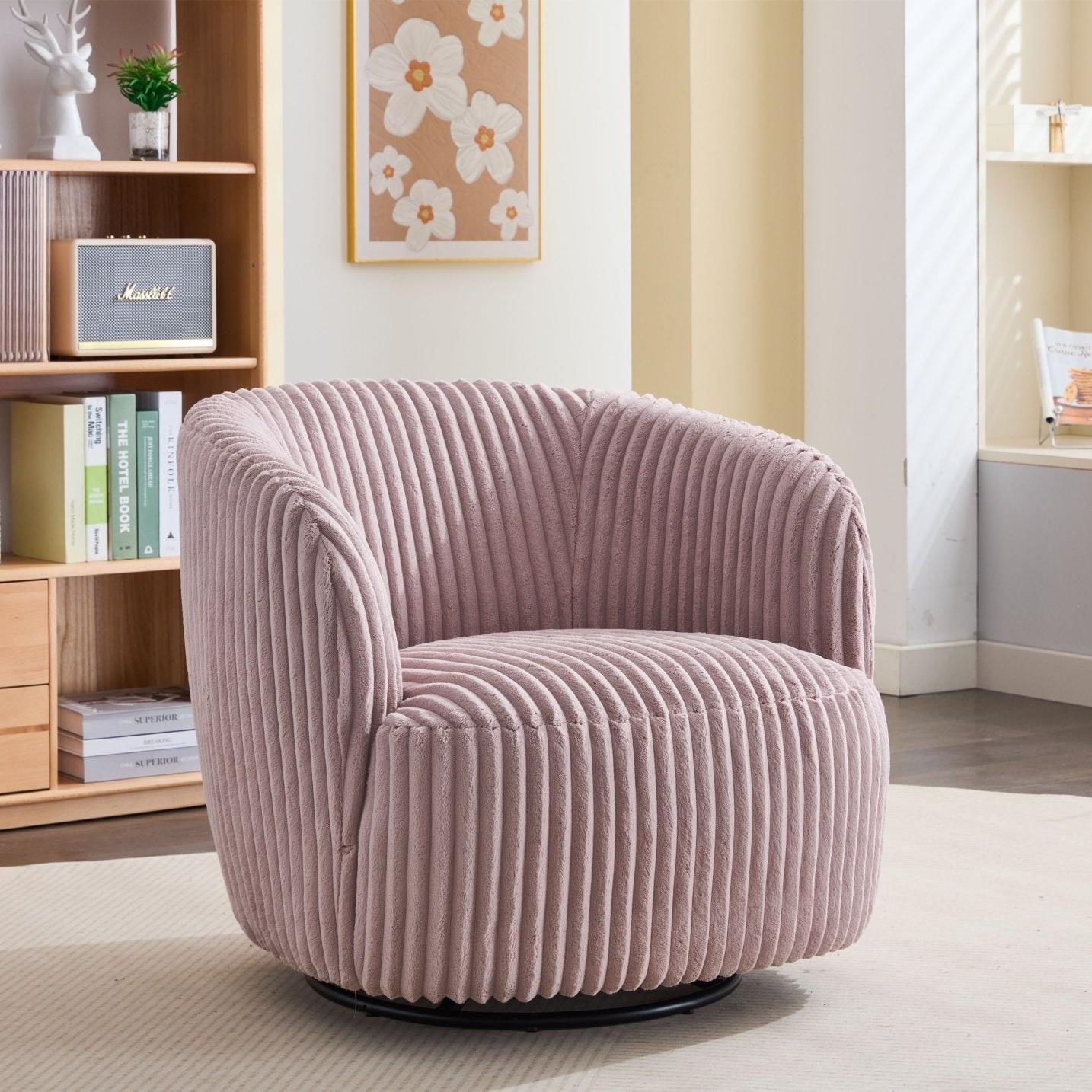 Loungesessel Alma aus Kord drehbar - PinkLoungesessel