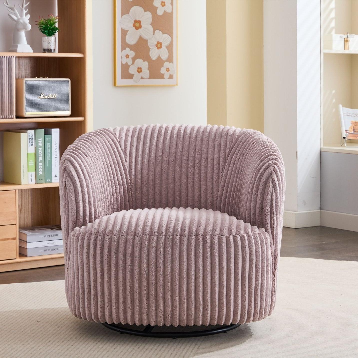 Loungesessel Alma aus Kord drehbar - PinkLoungesessel