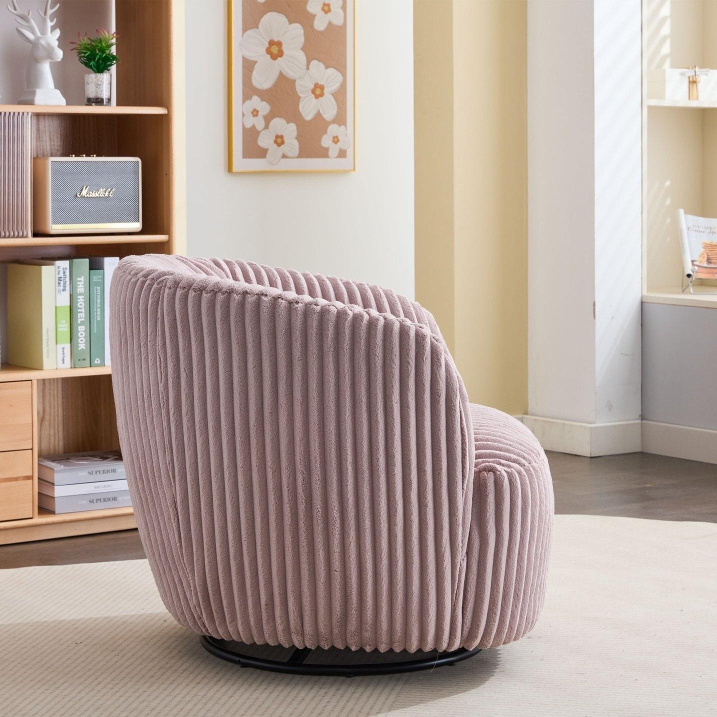 Loungesessel Alma aus Kord drehbar - PinkLoungesessel