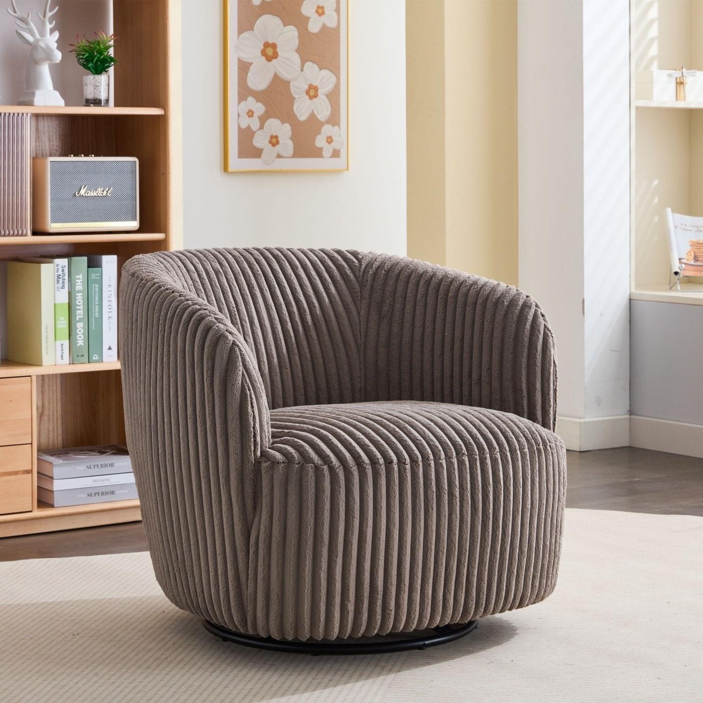 Loungesessel Alma aus Kord drehbar - Taupe