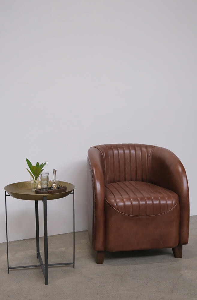 Loungesessel Daniel aus Büffelleder - Braun-Loungesessel-Trademark Living-le canapé