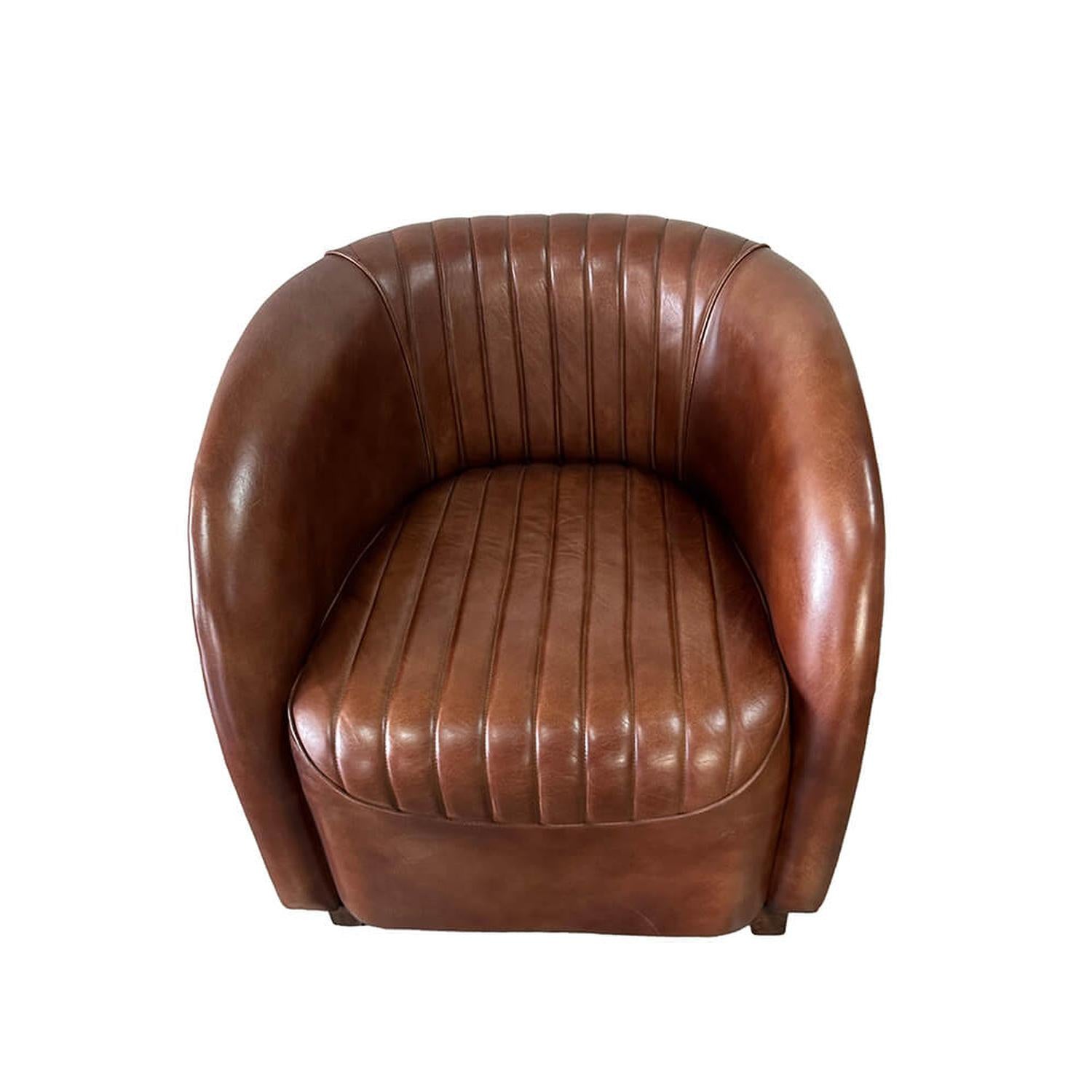Loungesessel Daniel aus Büffelleder - Braun-Loungesessel-Trademark Living-le canapé
