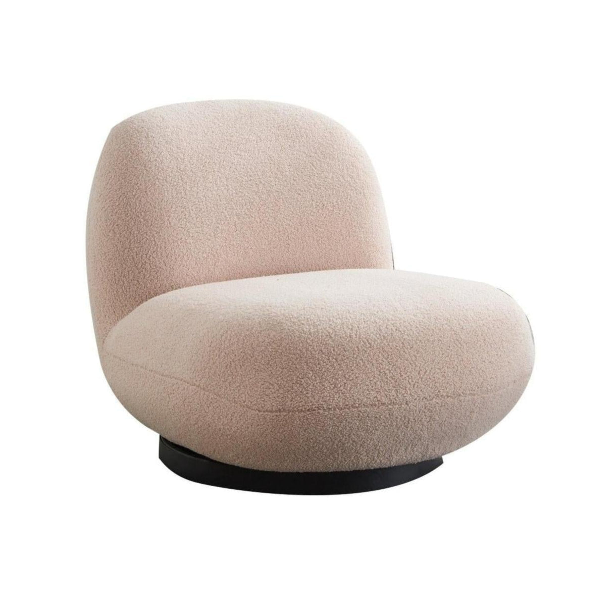 Loungesessel Emma mit Drehfunktion aus Teddy Bouclé - Beige4270004206715Loungesessel