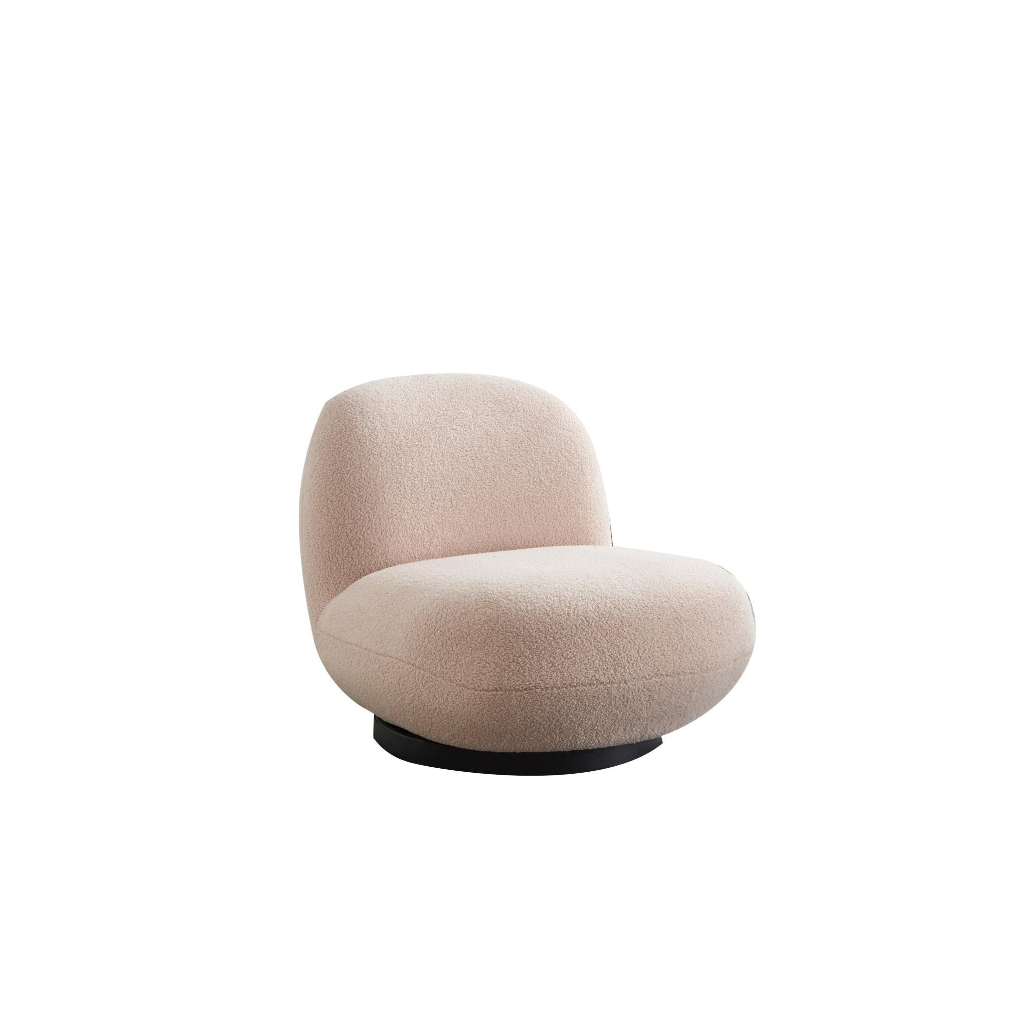Loungesessel Emma mit Drehfunktion aus Teddy Bouclé - Beige4270004206715Loungesessel