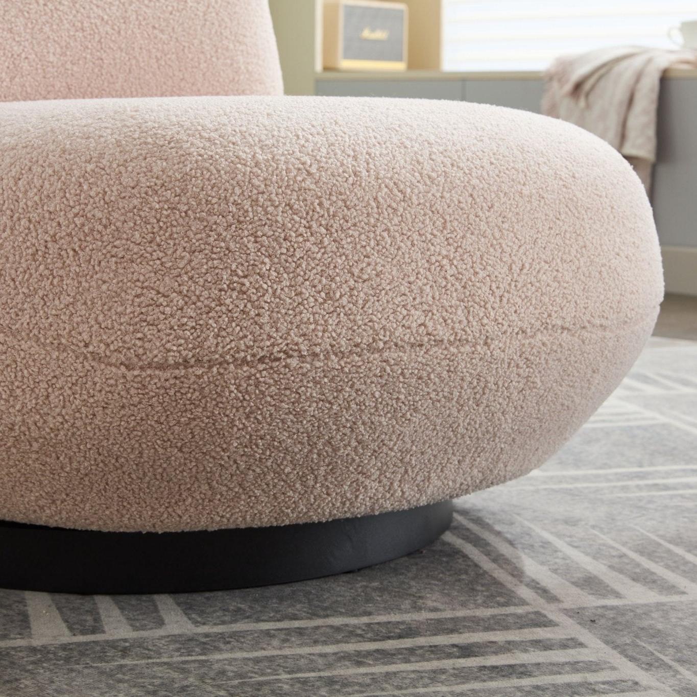 Loungesessel Emma mit Drehfunktion aus Teddy Bouclé - BeigeLoungesessel