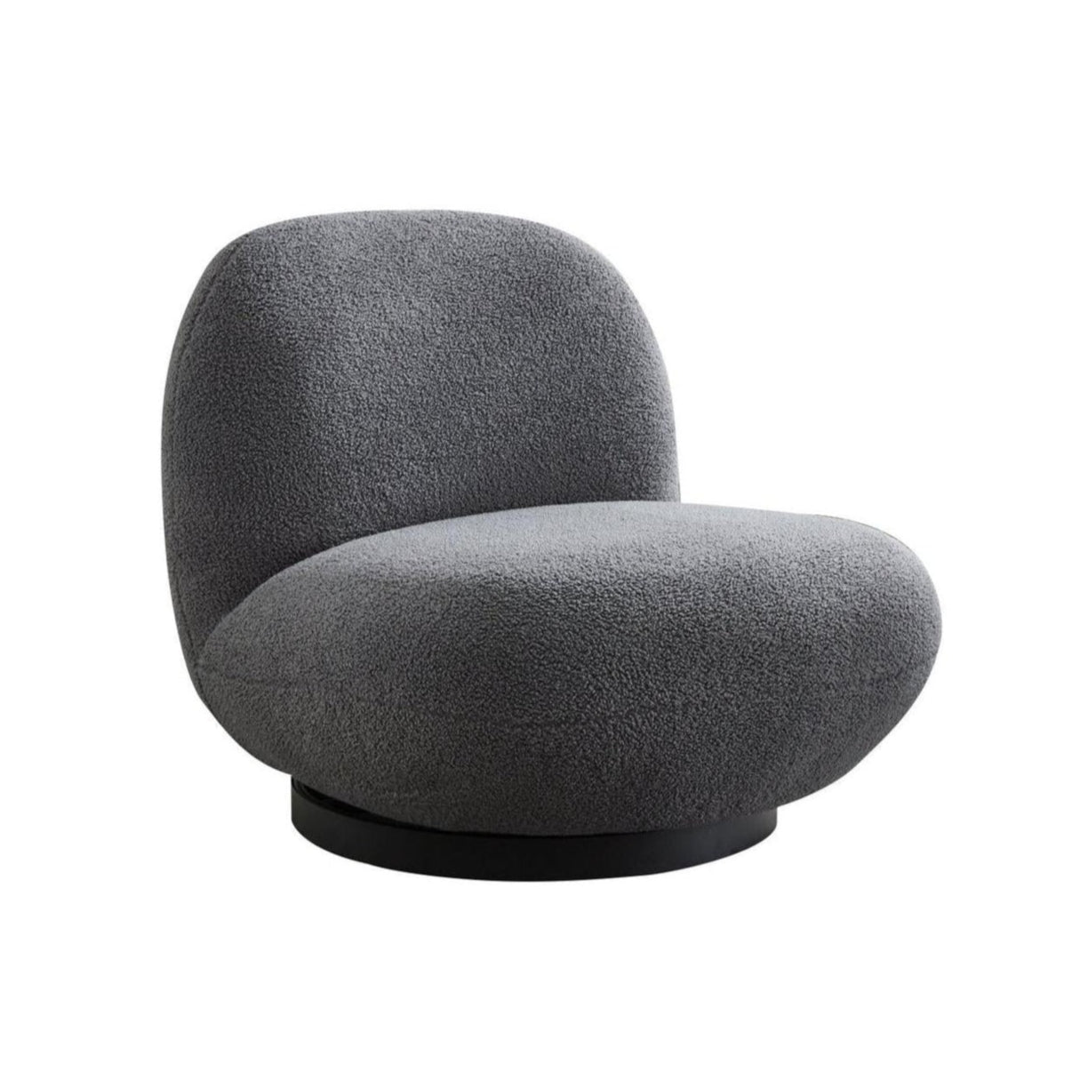 Loungesessel Emma mit Drehfunktion aus Teddy Bouclé - Grau4270004206722Loungesessel