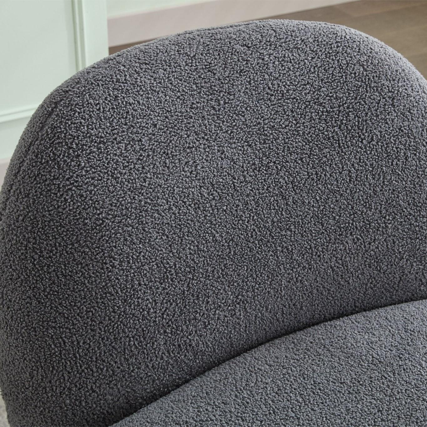 Loungesessel Emma mit Drehfunktion aus Teddy Bouclé - GrauLoungesessel