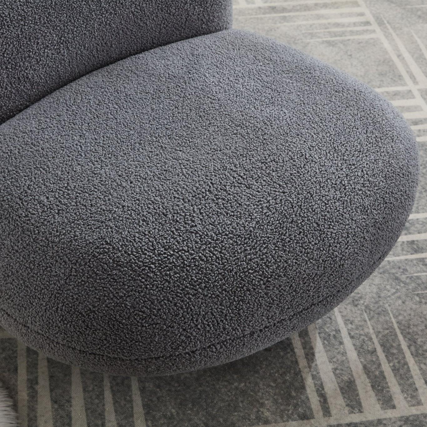 Loungesessel Emma mit Drehfunktion aus Teddy Bouclé - GrauLoungesessel