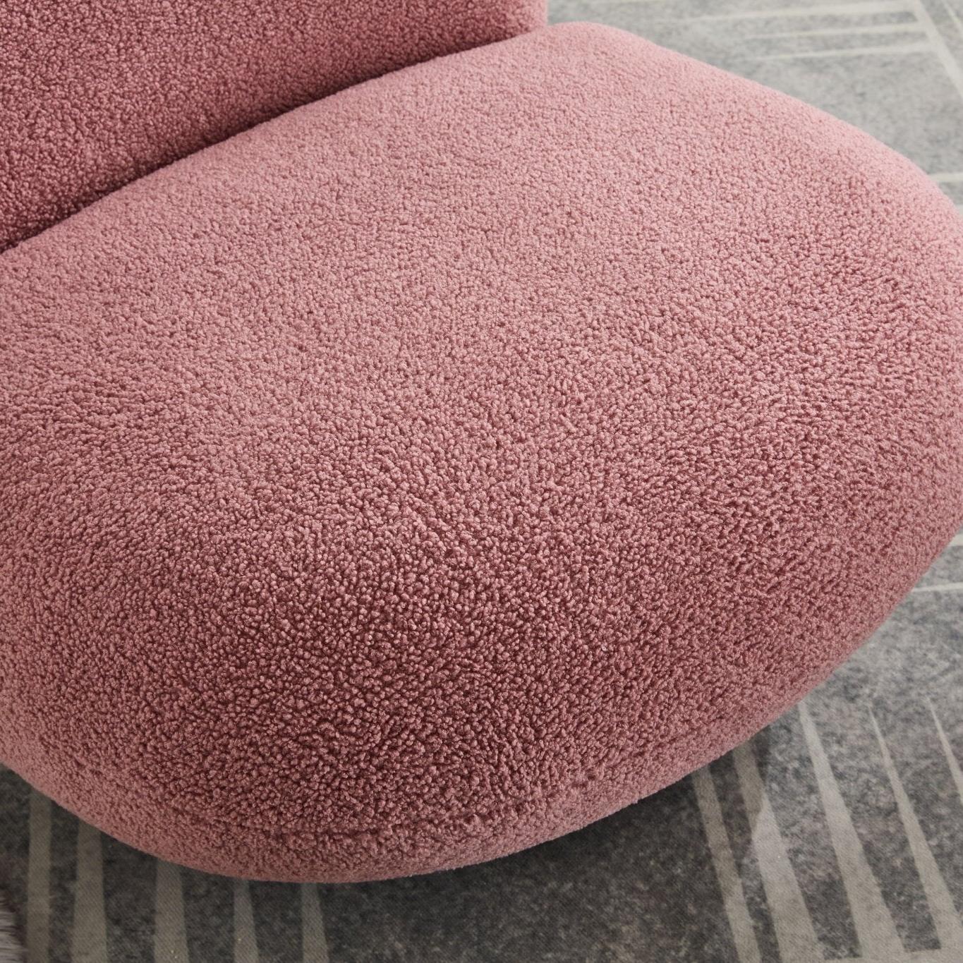 Loungesessel Emma mit Drehfunktion aus Teddy Bouclé - PinkLoungesessel