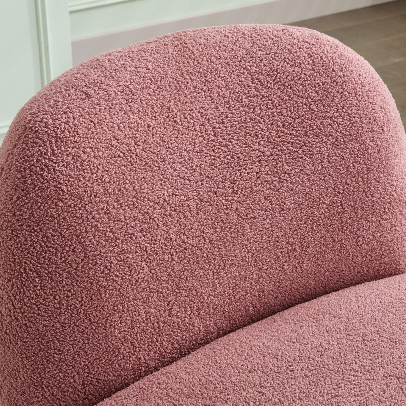 Loungesessel Emma mit Drehfunktion aus Teddy Bouclé - PinkLoungesessel