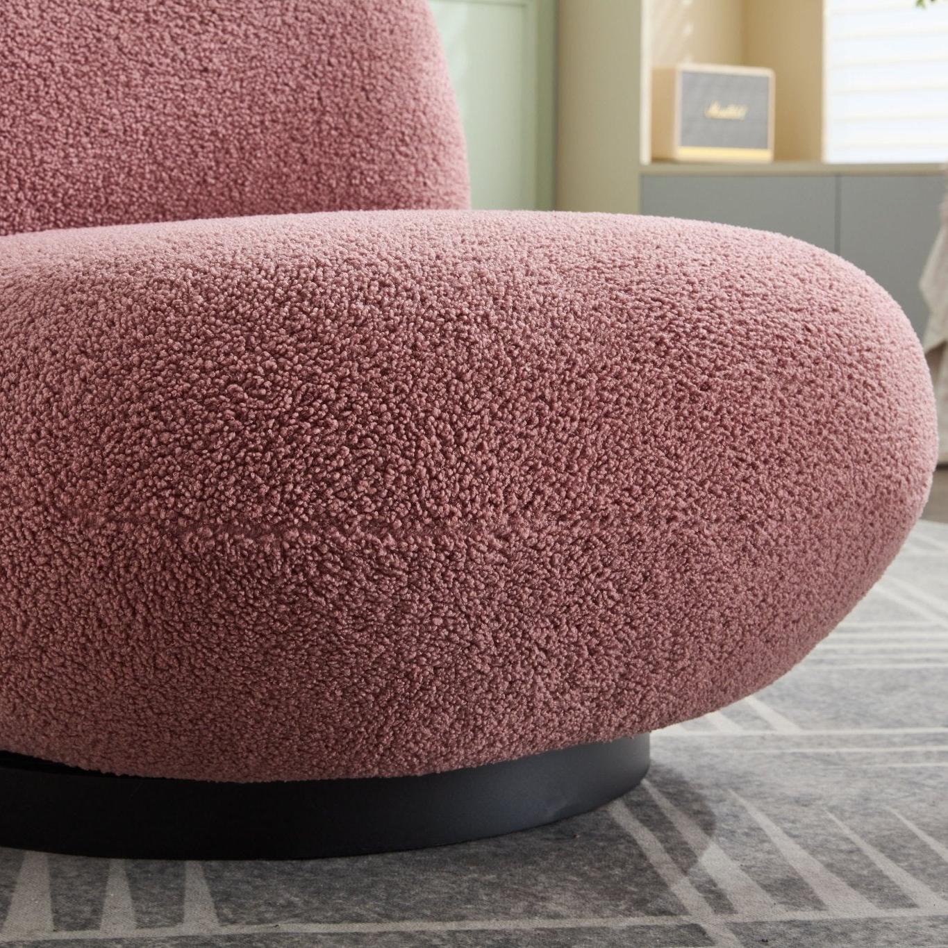 Loungesessel Emma mit Drehfunktion aus Teddy Bouclé - PinkLoungesessel