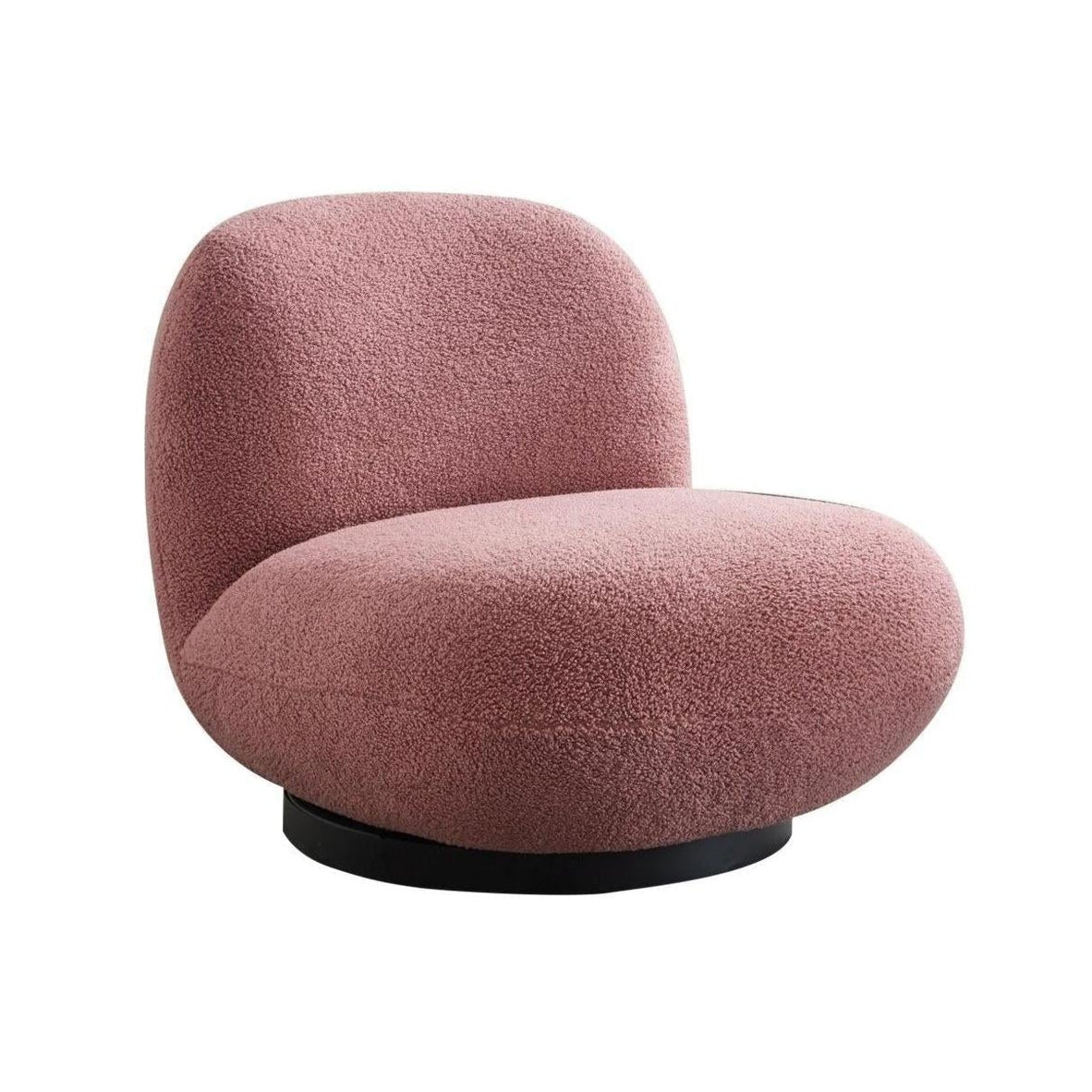 Loungesessel Emma mit Drehfunktion aus Teddy Bouclé - Rosa4270004206739Loungesessel