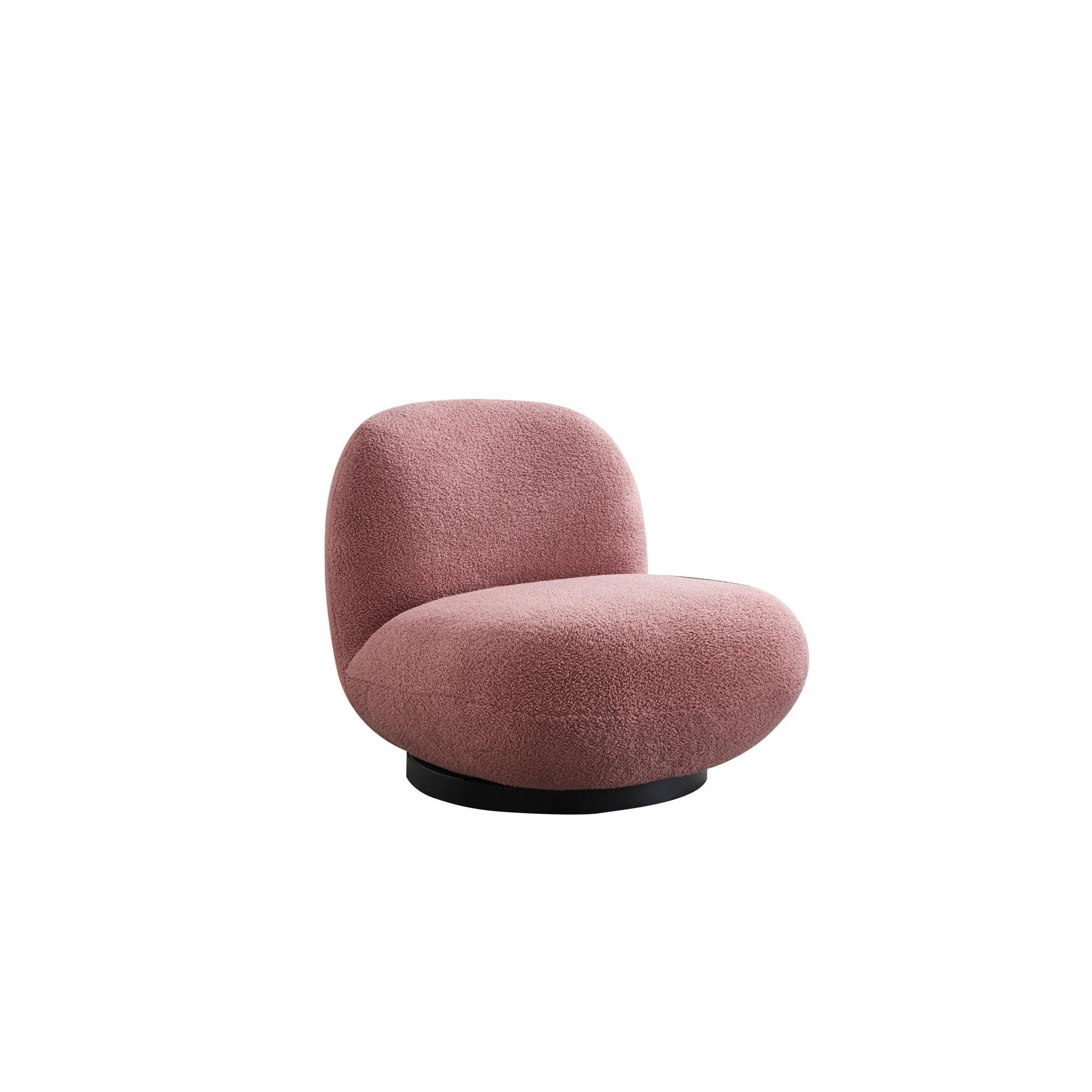 Loungesessel Emma mit Drehfunktion aus Teddy Bouclé - Rosa4270004206739Loungesessel