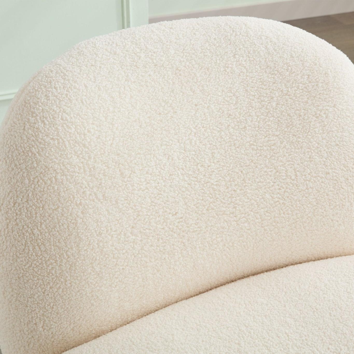 Loungesessel Emma mit Drehfunktion aus Teddy Bouclé - WeißLoungesessel