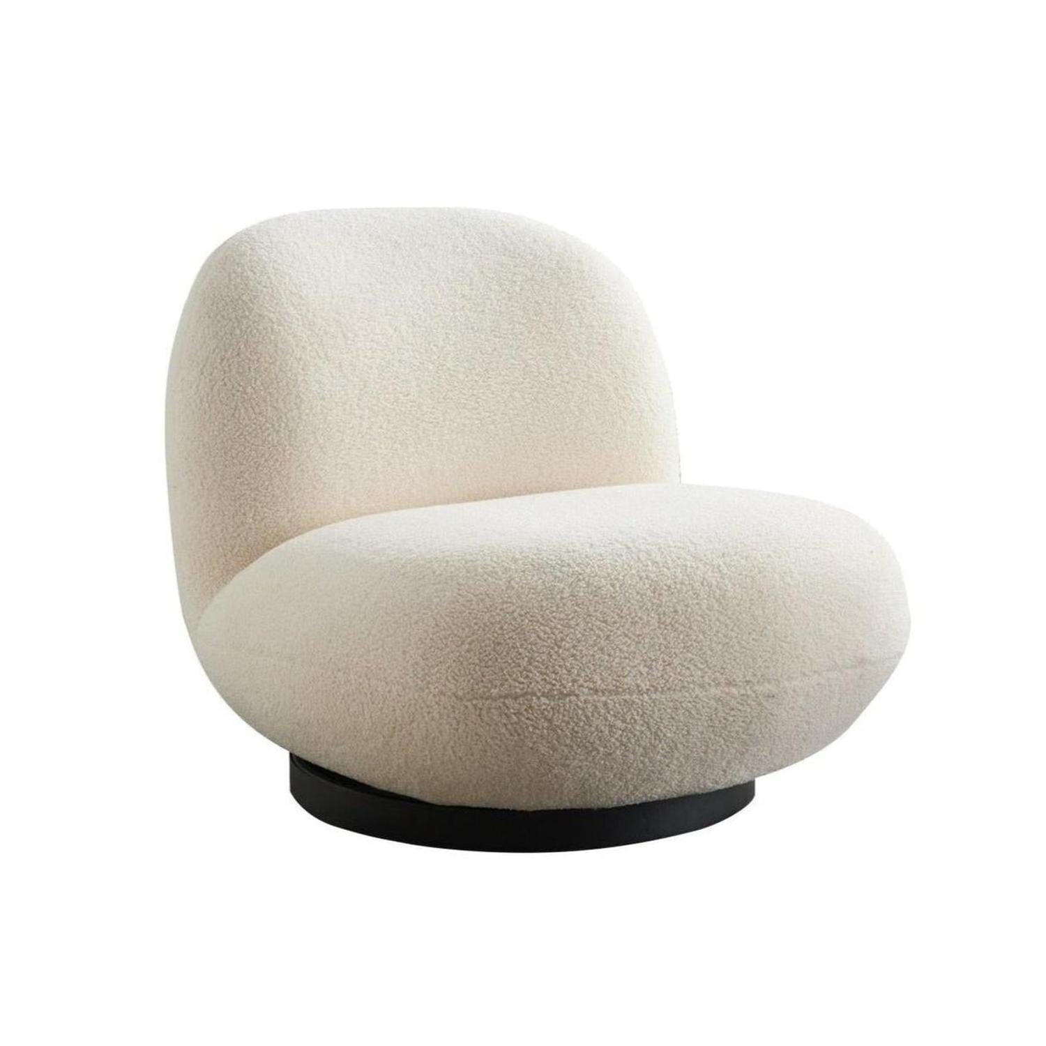 Loungesessel Emma mit Drehfunktion aus Teddy Bouclé - Weiß4270004206708Loungesessel
