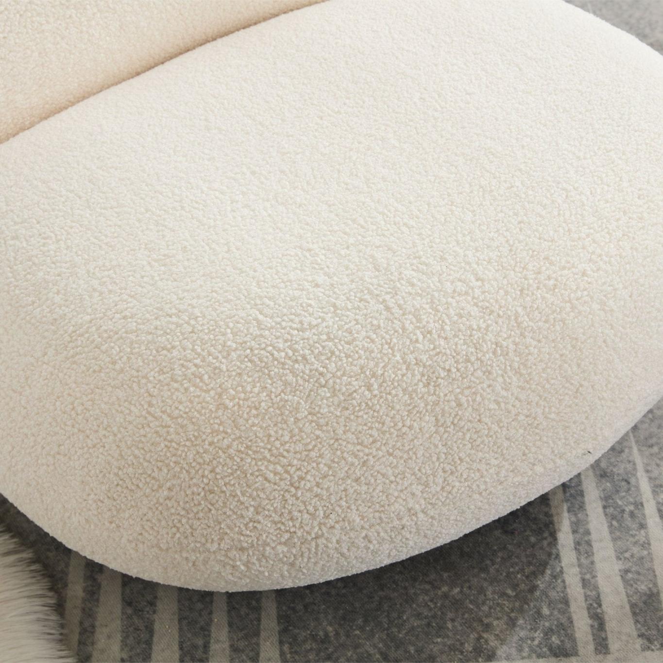Loungesessel Emma mit Drehfunktion aus Teddy Bouclé - WeißLoungesessel