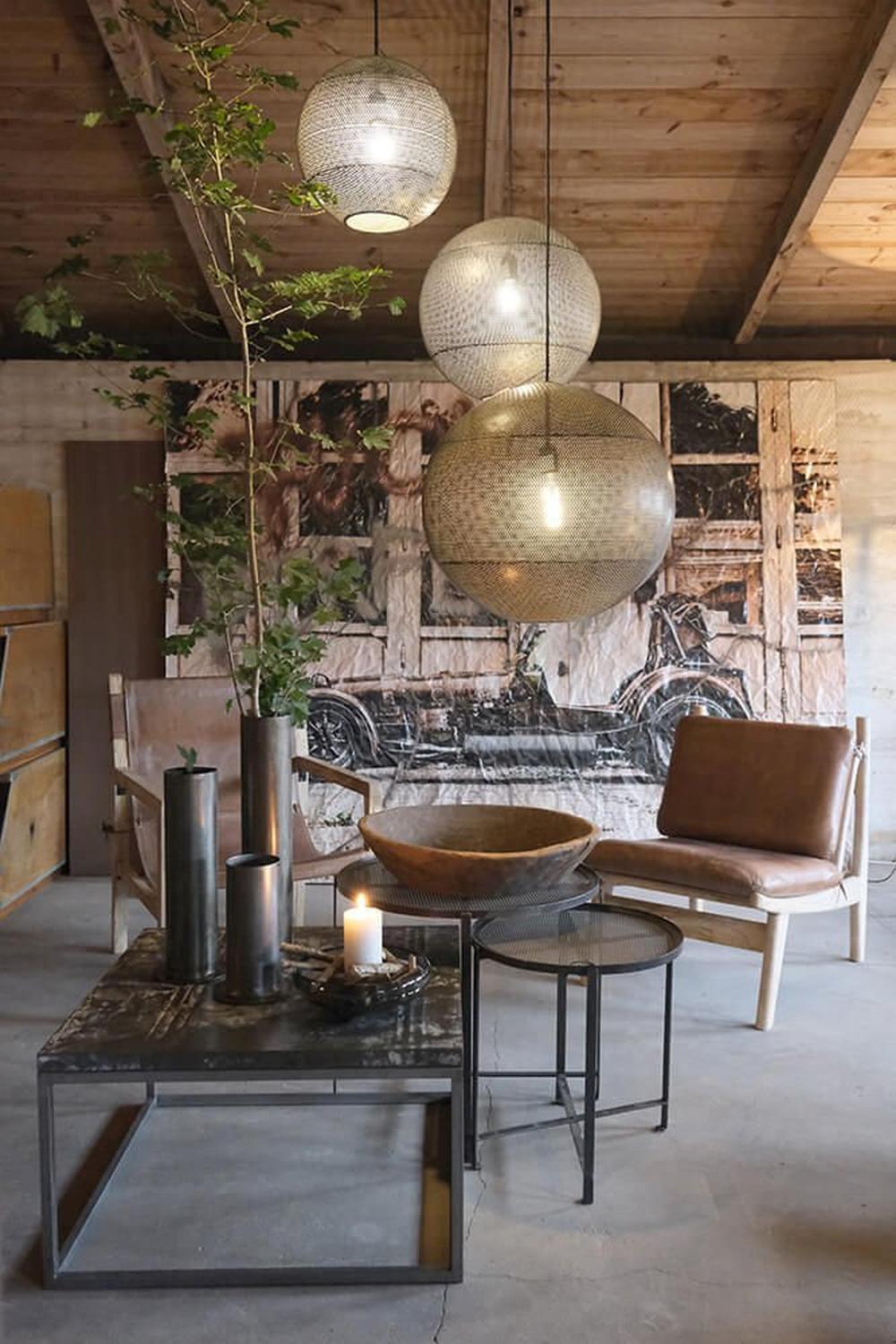 Loungesessel James - braunes Leder & MangoholzLedersessel
