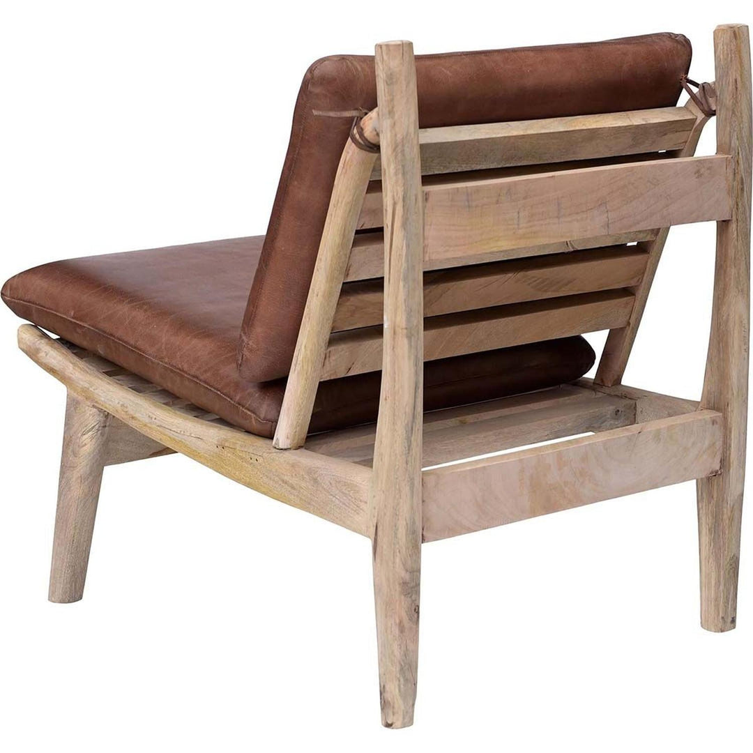 Loungesessel James - braunes Leder & MangoholzLedersessel