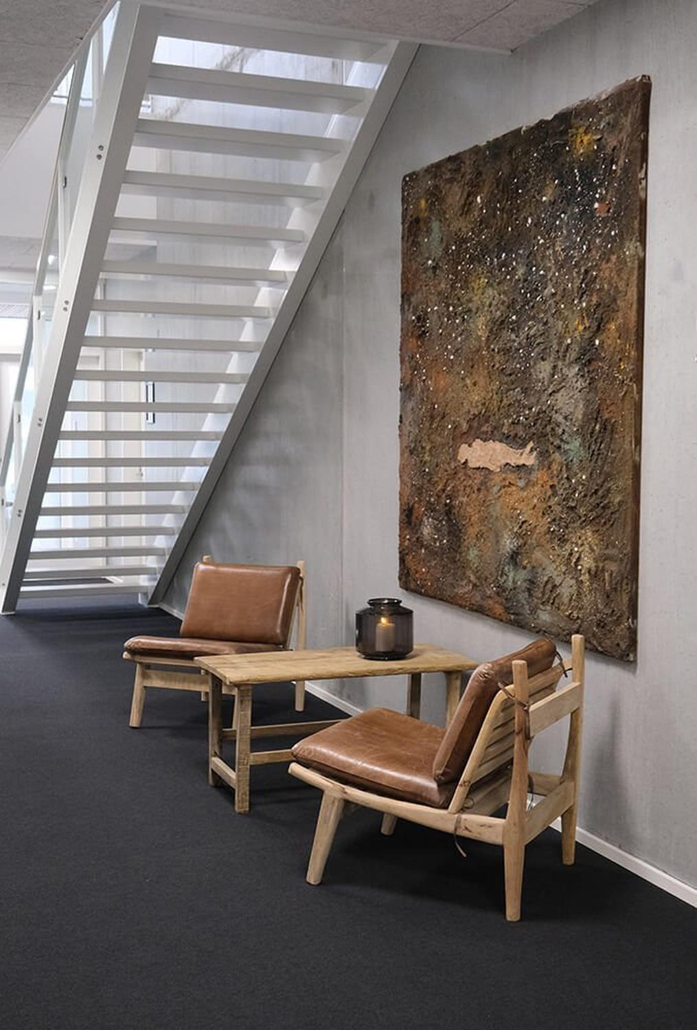 Loungesessel James - braunes Leder & MangoholzLedersessel