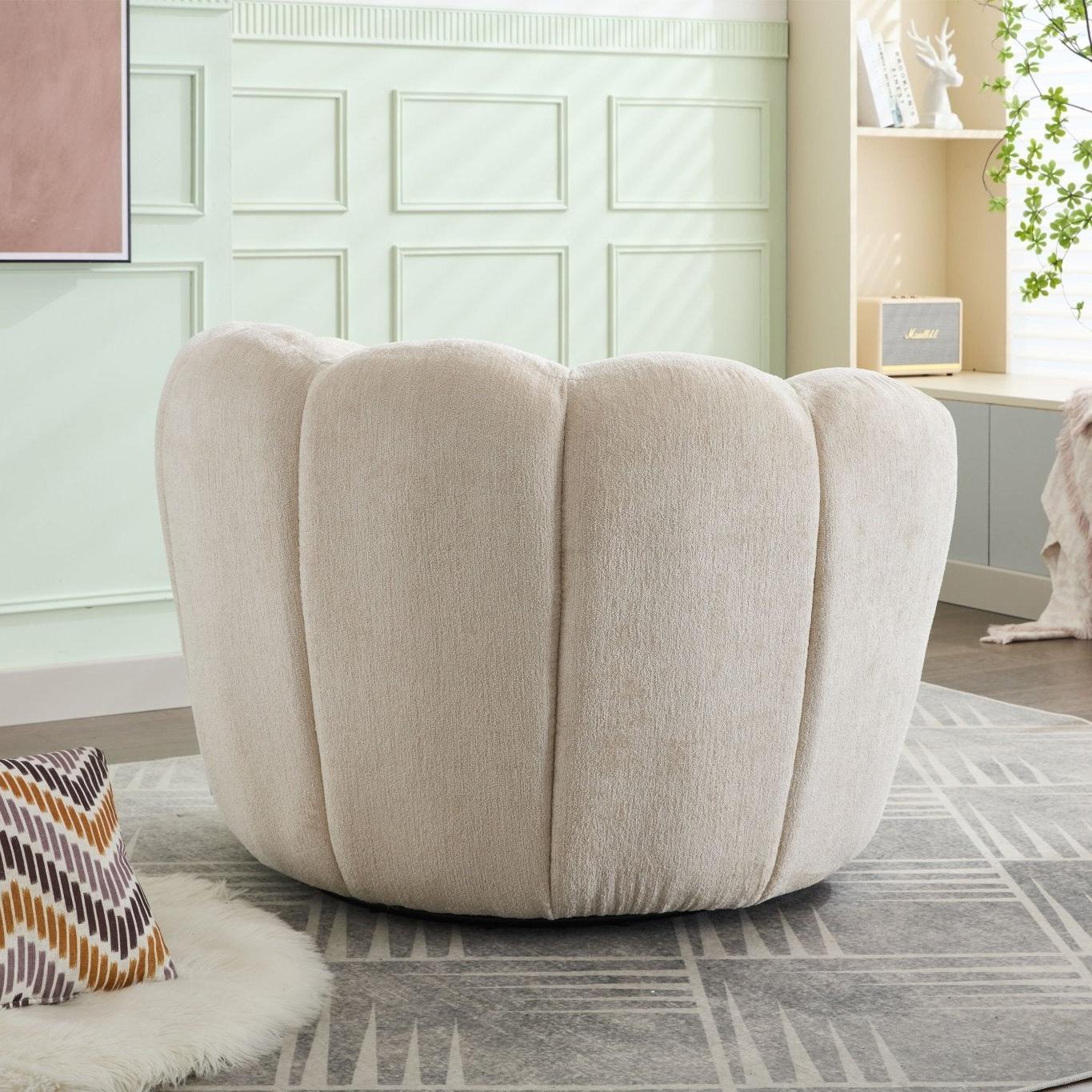 Loungesessel Julia drehbar aus Chenille - Beige-Loungesessel-le canapé-le canapé