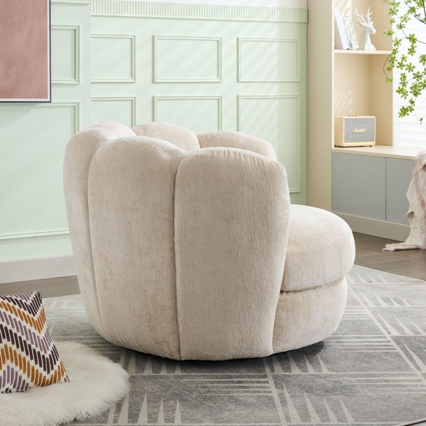 Loungesessel Julia drehbar aus Chenille - Beige-Loungesessel-le canapé-le canapé