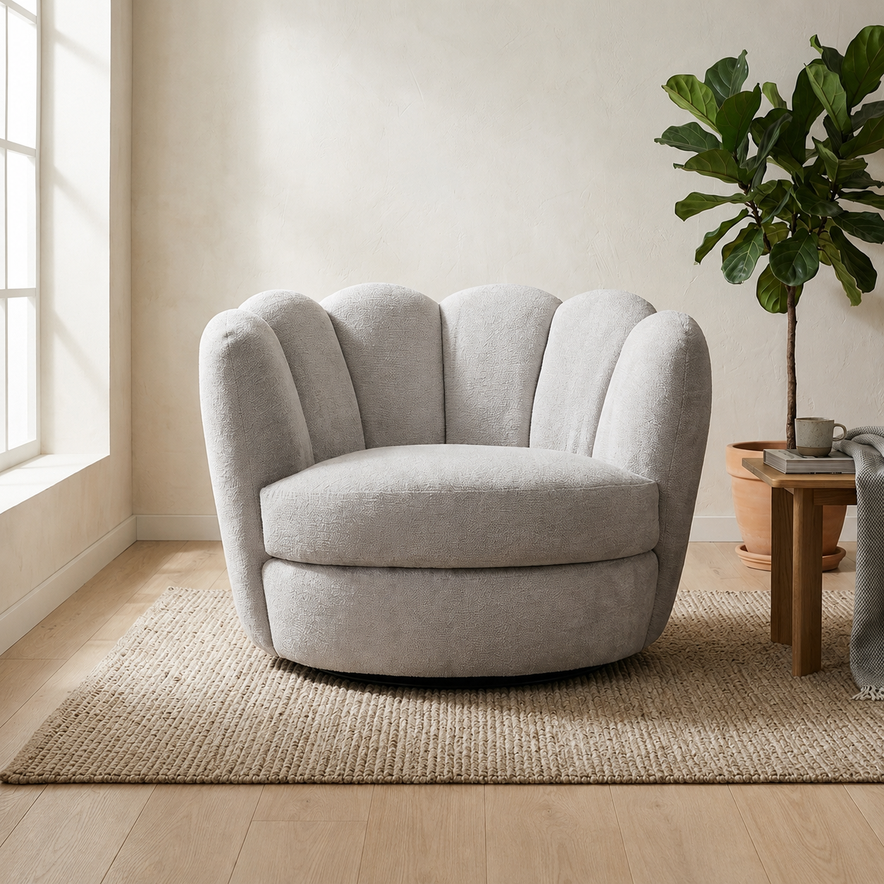 Loungesessel Julia drehbar aus Chenille - Grau-Loungesessel-le canapé-le canapé
