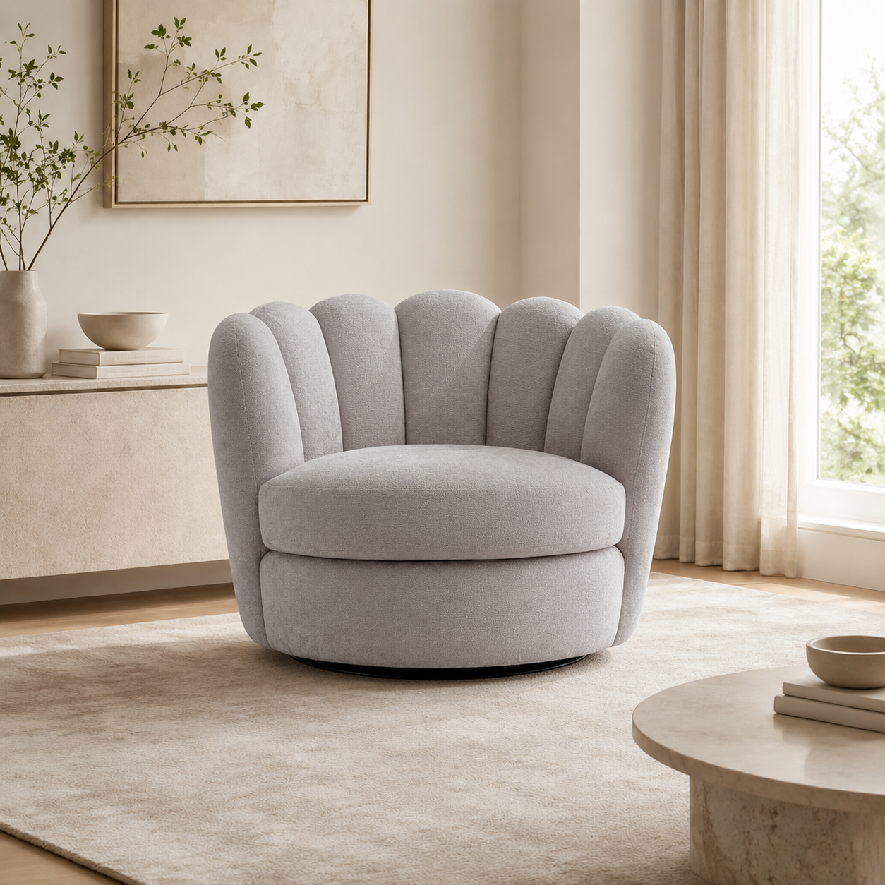 Loungesessel Julia drehbar aus Chenille - Grau-Loungesessel-le canapé-le canapé