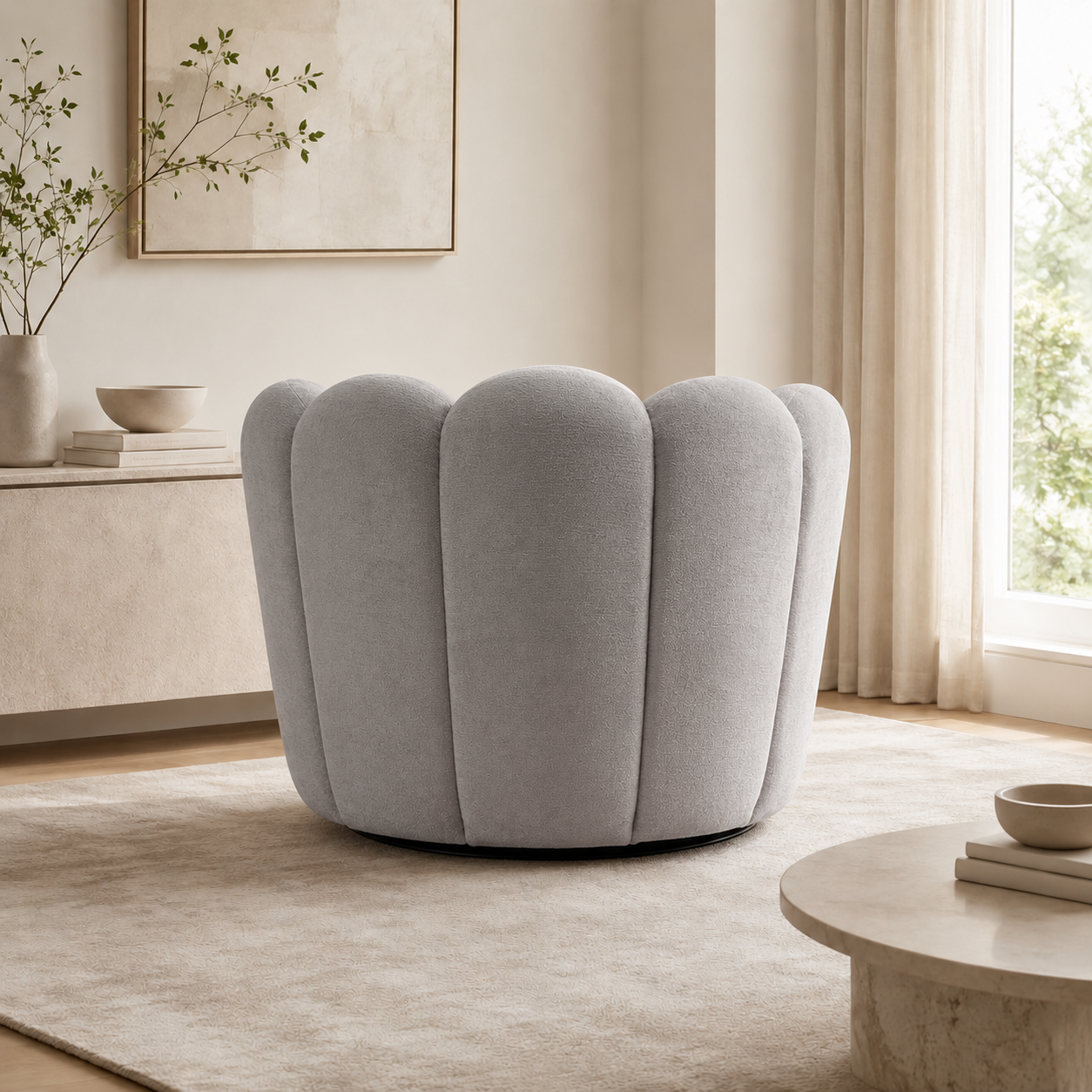 Loungesessel Julia drehbar aus Chenille - Grau-Loungesessel-le canapé-le canapé
