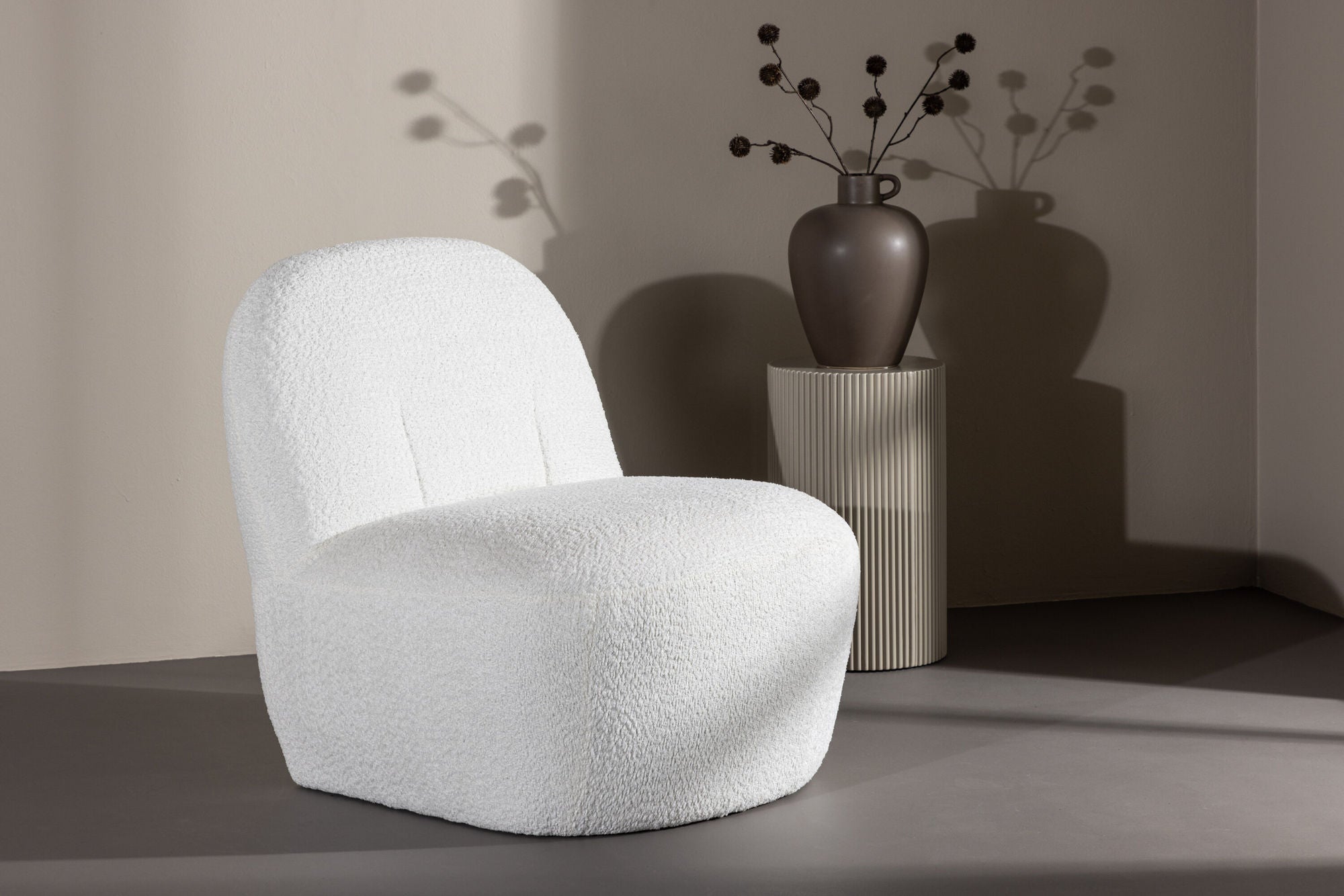 Loungesessel Mahla aus Teddy Bouclé - Weiß-Loungesessel-Venture Home-le canapé