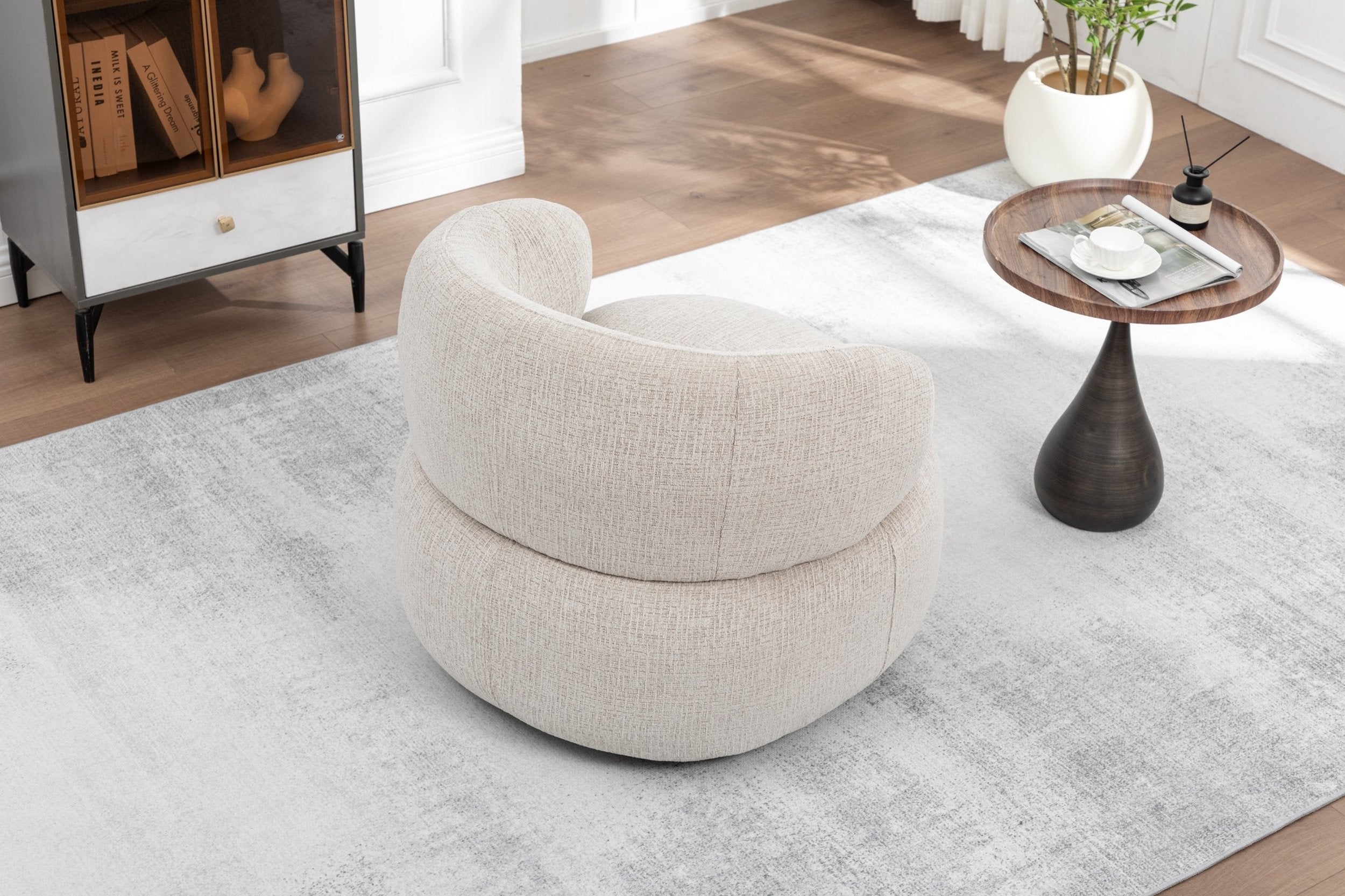 Loungesessel Max drehbar aus Chenille - Beige-Loungesessel-le canapé-le canapé