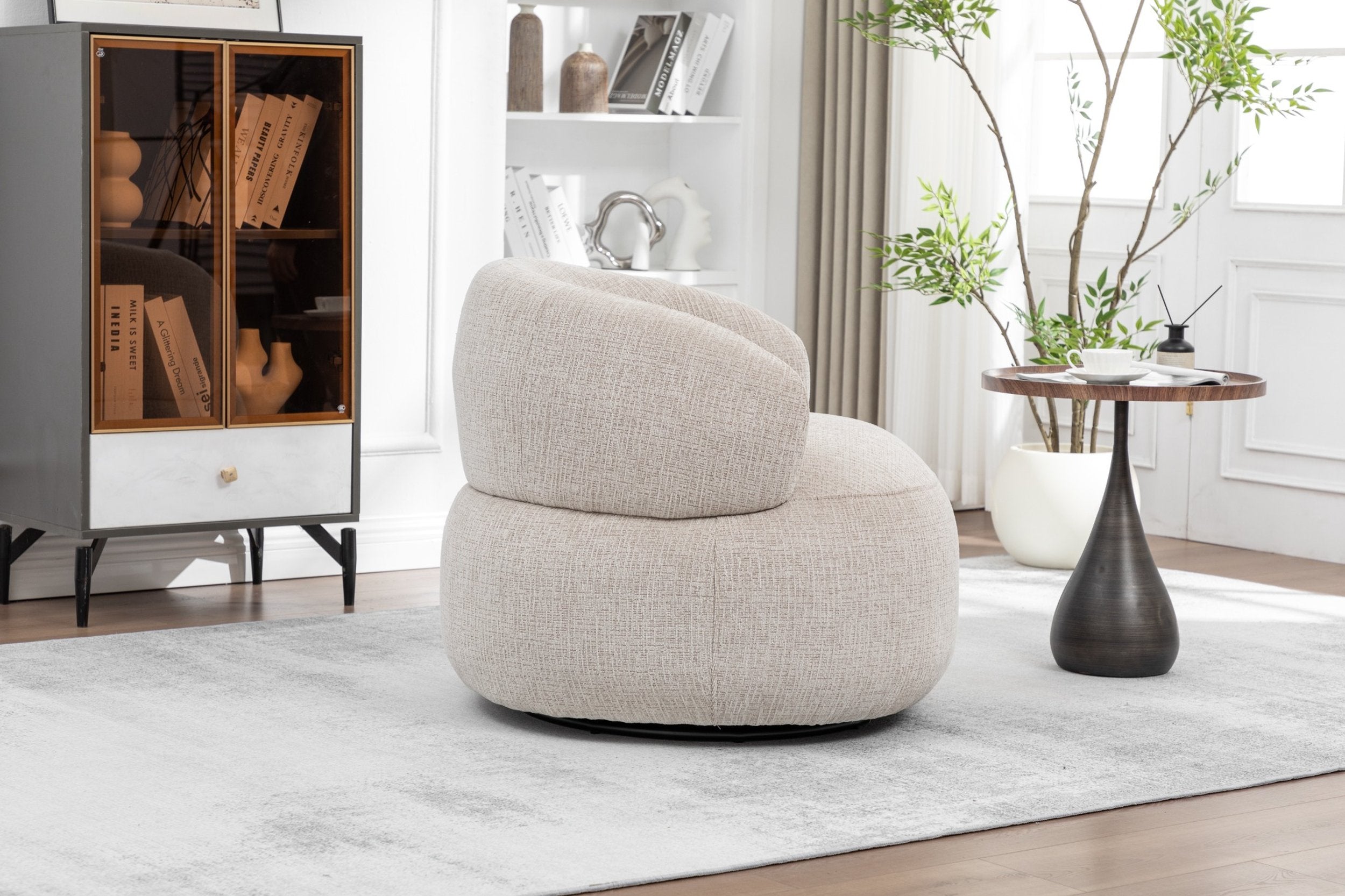 Loungesessel Max drehbar aus Chenille - Beige-Loungesessel-le canapé-le canapé