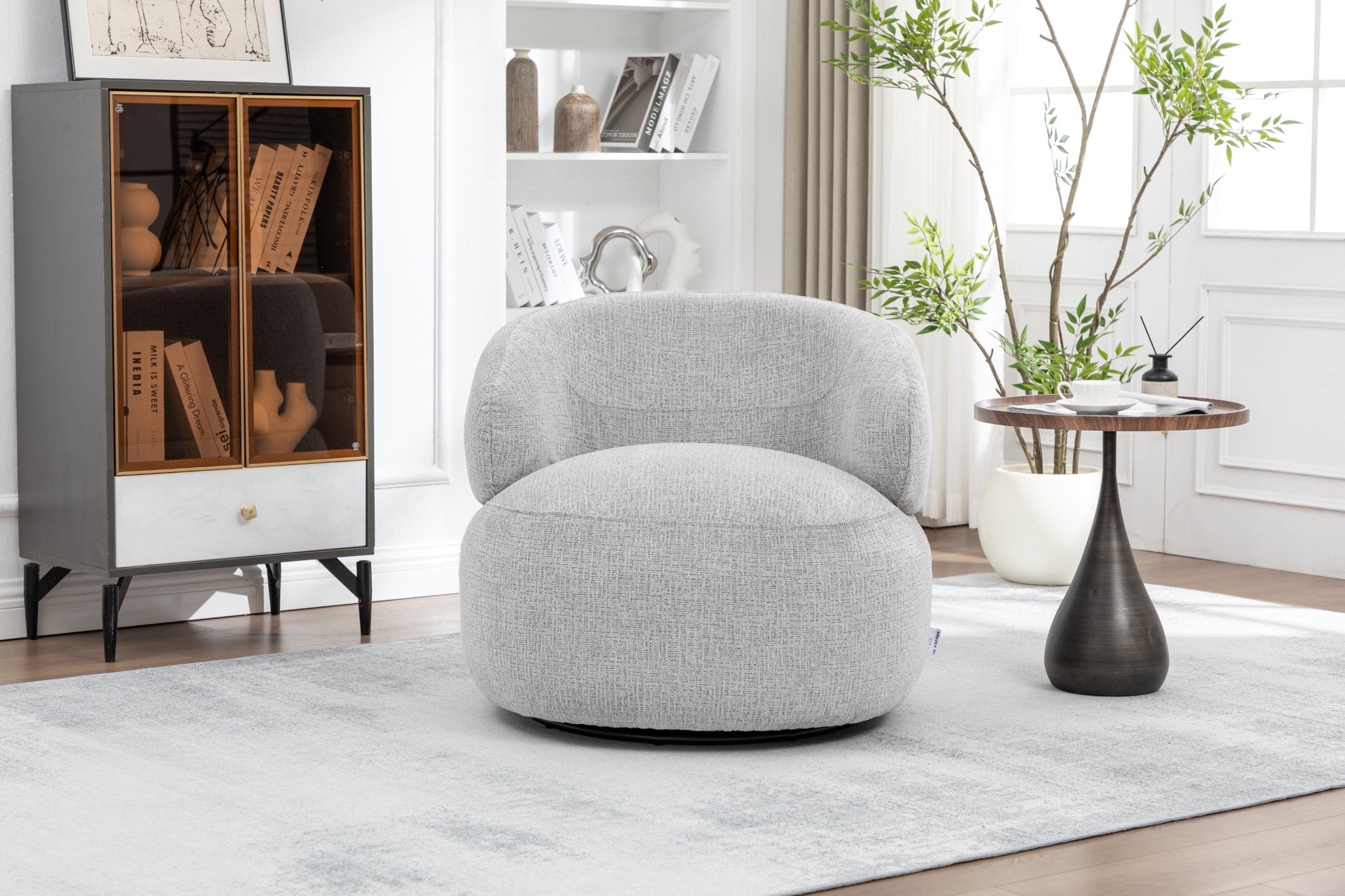 Loungesessel Max drehbar aus Chenille - Grau-Loungesessel-le canapé-le canapé