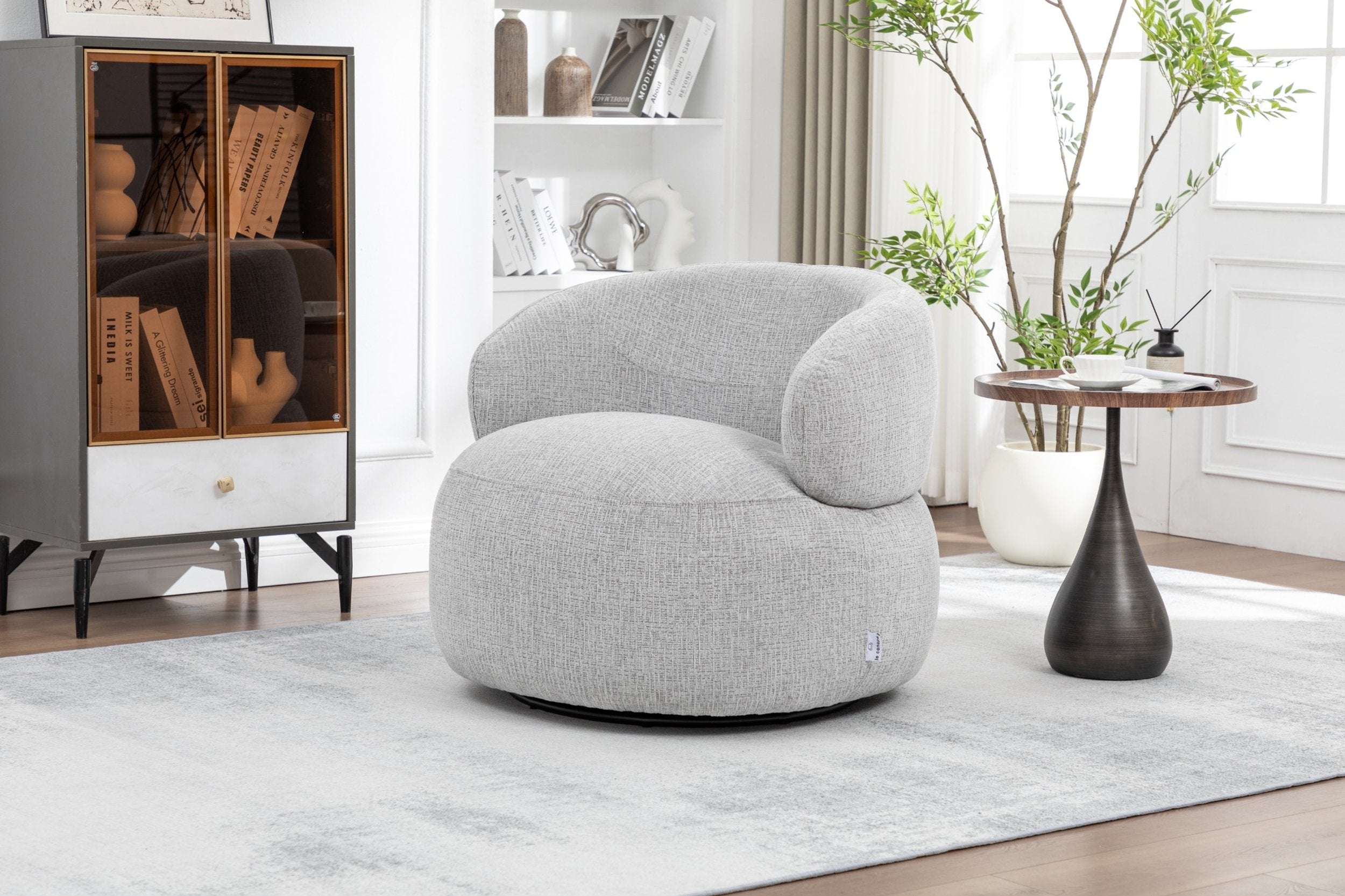 Loungesessel Max drehbar aus Chenille - Grau-Loungesessel-le canapé-le canapé