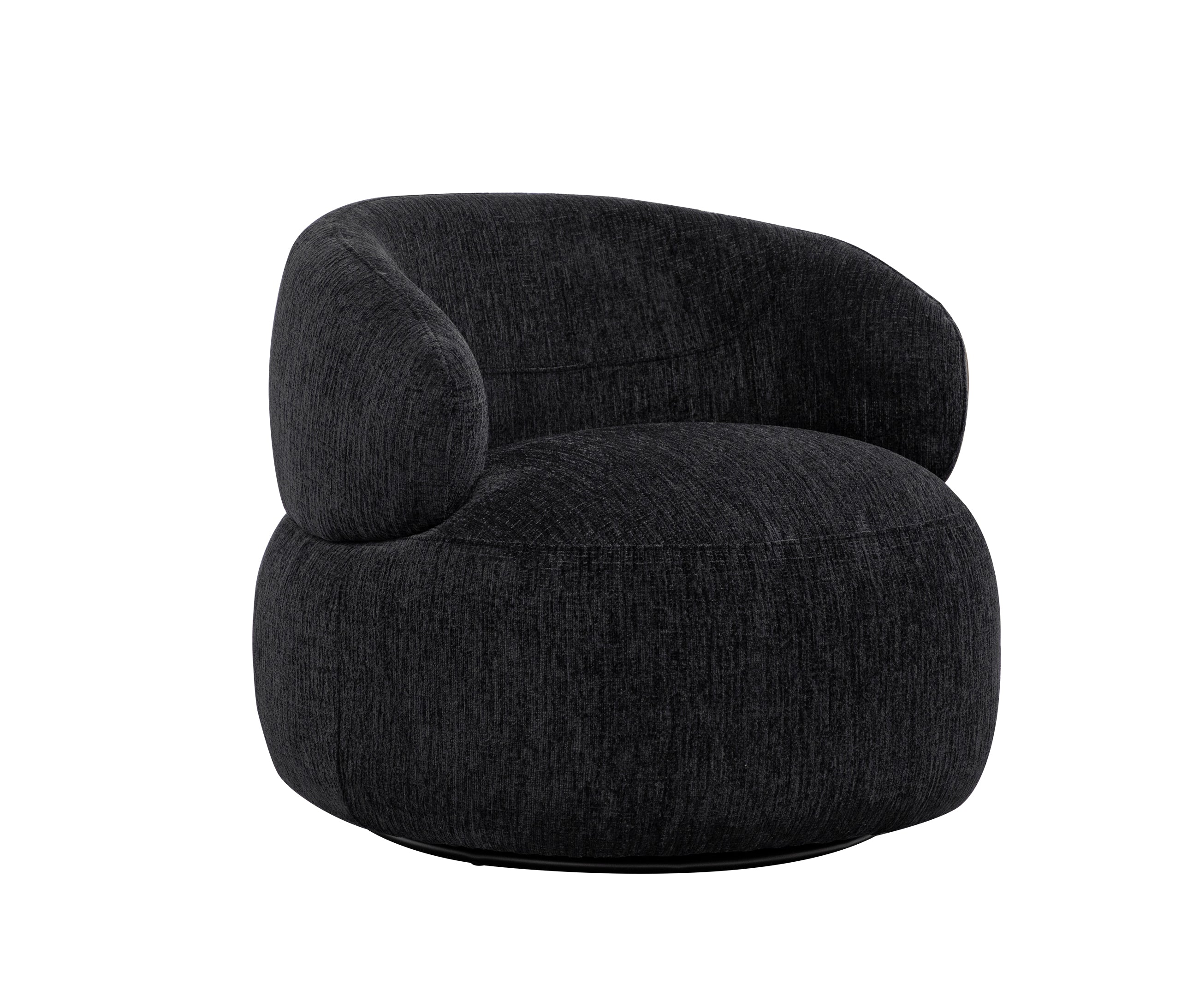 Loungesessel Max drehbar aus Chenille - Schwarz-Loungesessel-le canapé-le canapé