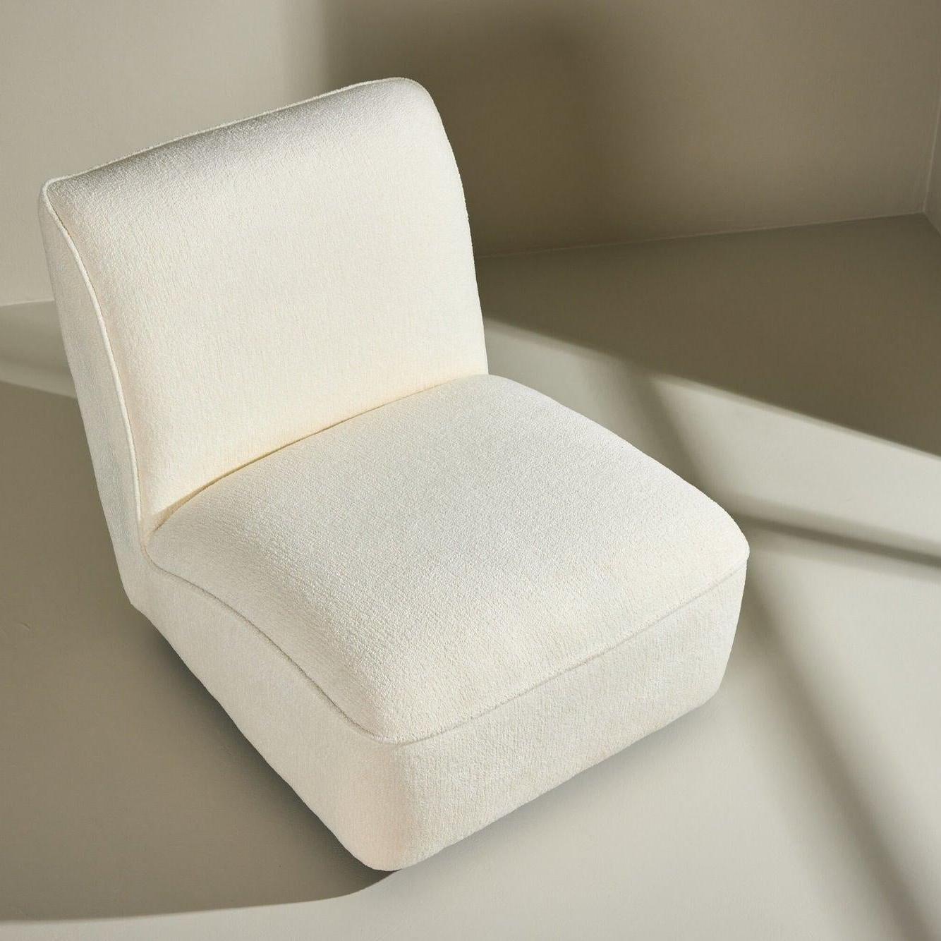 Loungesessel My aus Teddy Bouclé drehbar - Weiß-Loungesessel-Venture Home-le canapé