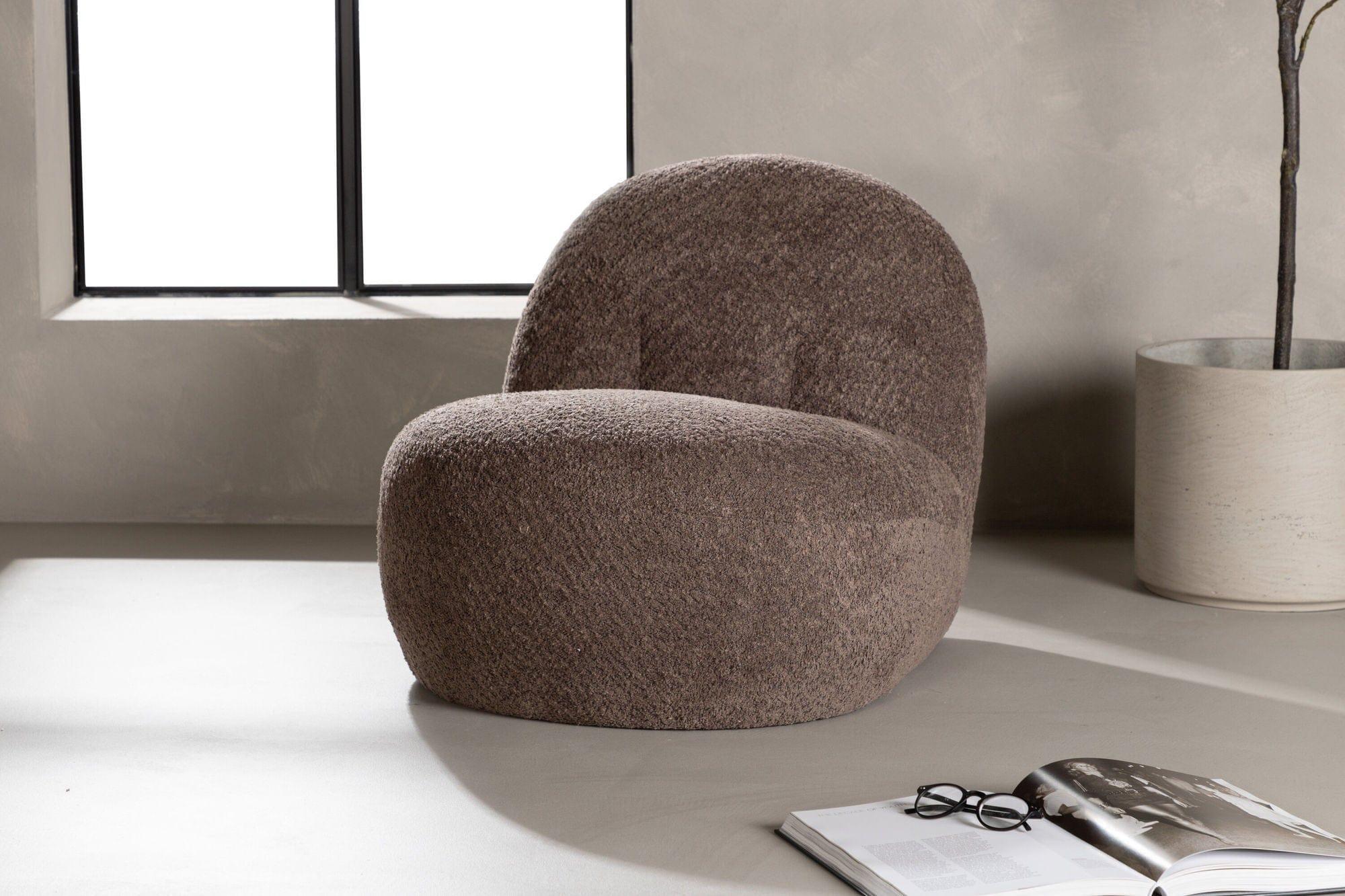 Loungesessel Omaha aus Teddy-Bouclé - Braun-Loungesessel-Venture Home-le canapé