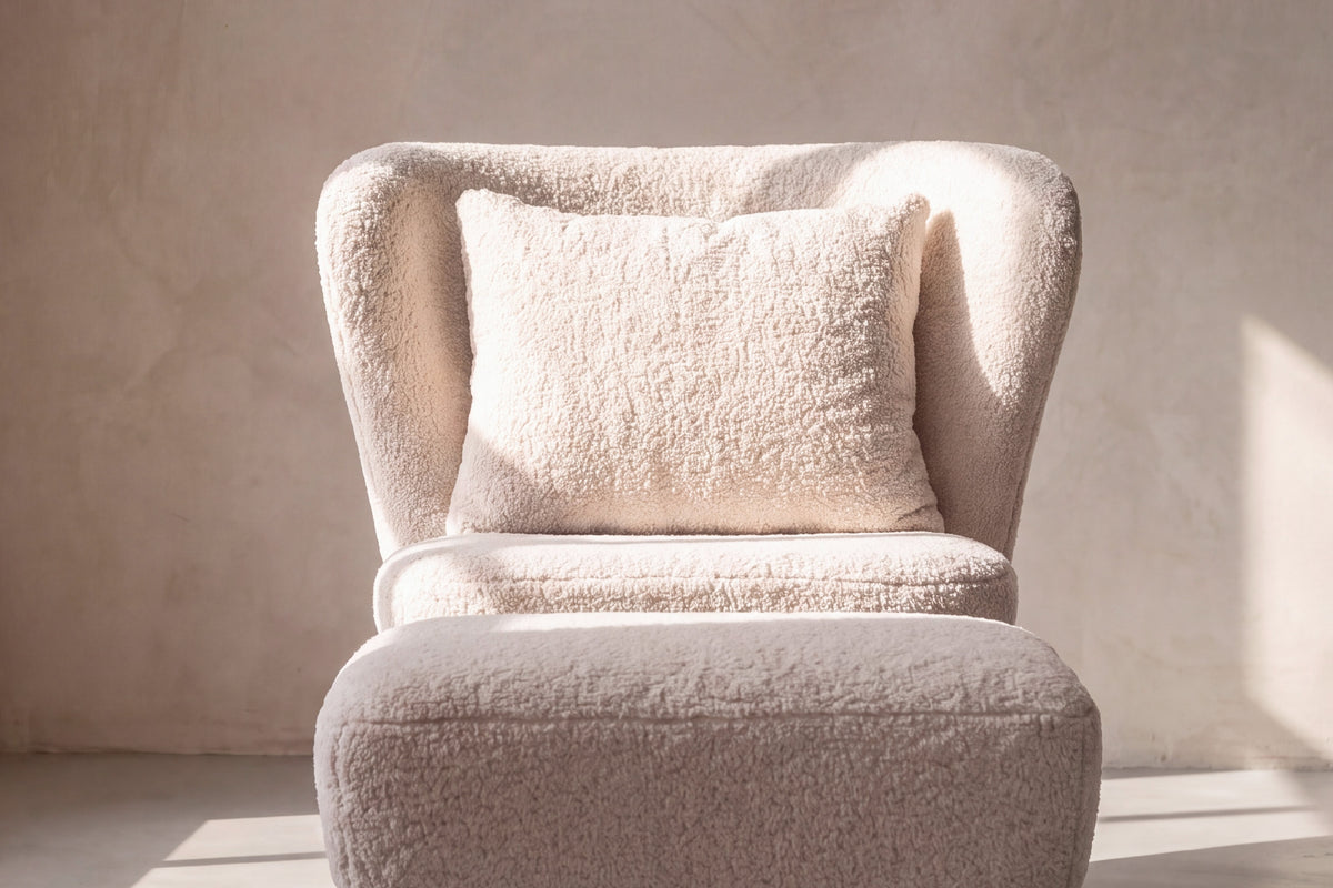 Loungesessel Ryxö aus Teddy Bouclé - Weiß-Loungesessel-Venture Home-le canapé
