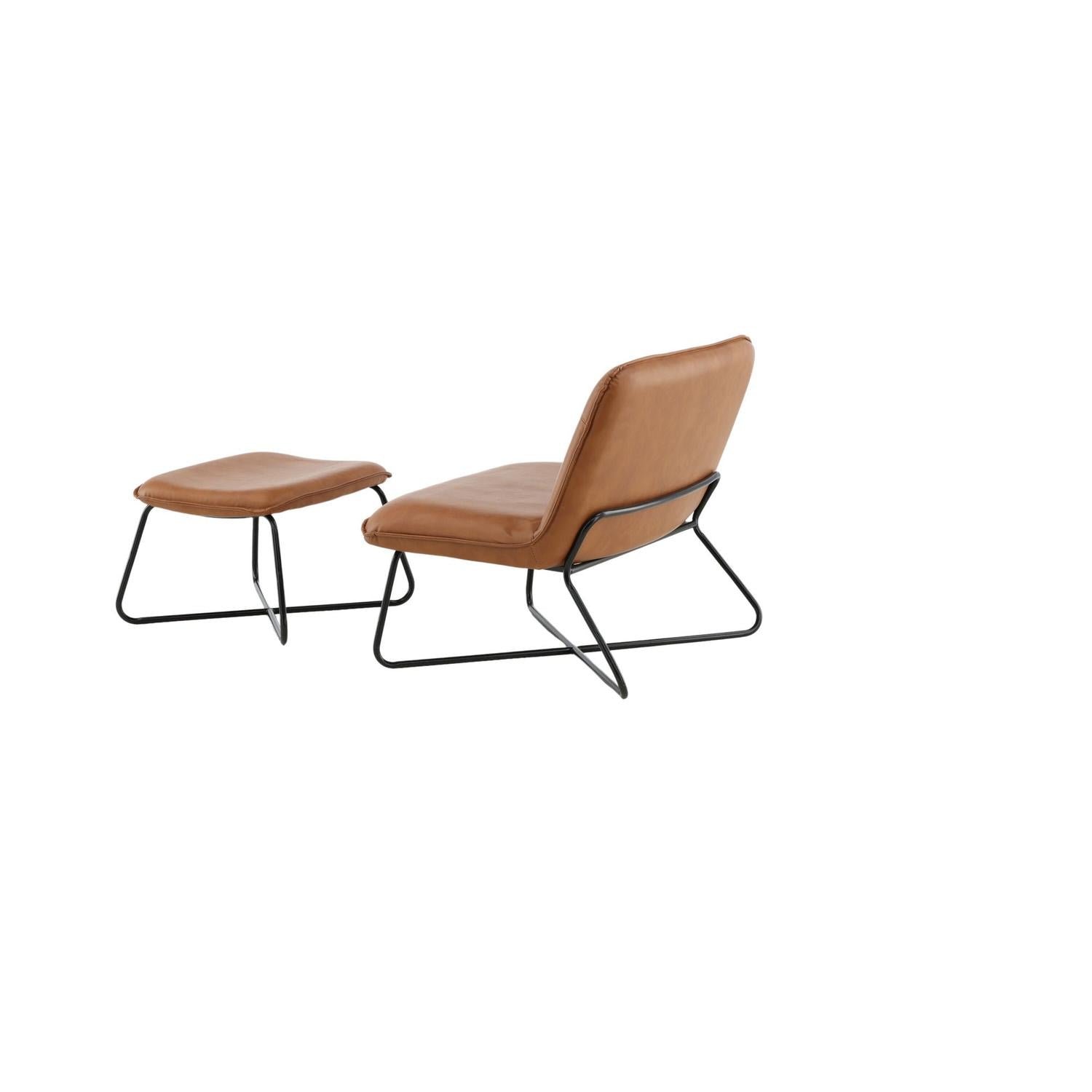 Loungesessel X-Lounge mit Fußhocker aus Kunstleder - Braun-Loungesessel-Venture Home-le canapé