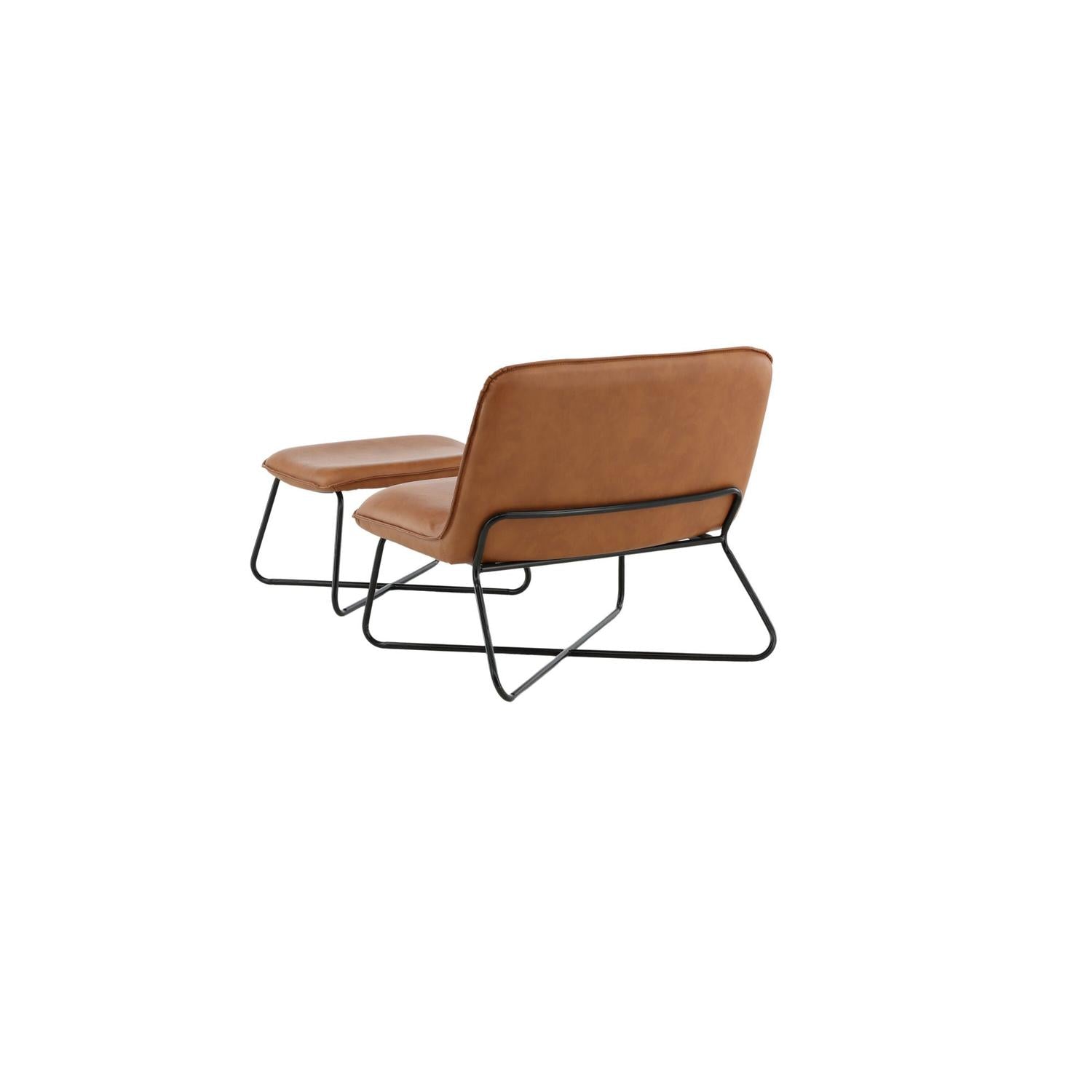 Loungesessel X-Lounge mit Fußhocker aus Kunstleder - Braun-Loungesessel-Venture Home-le canapé