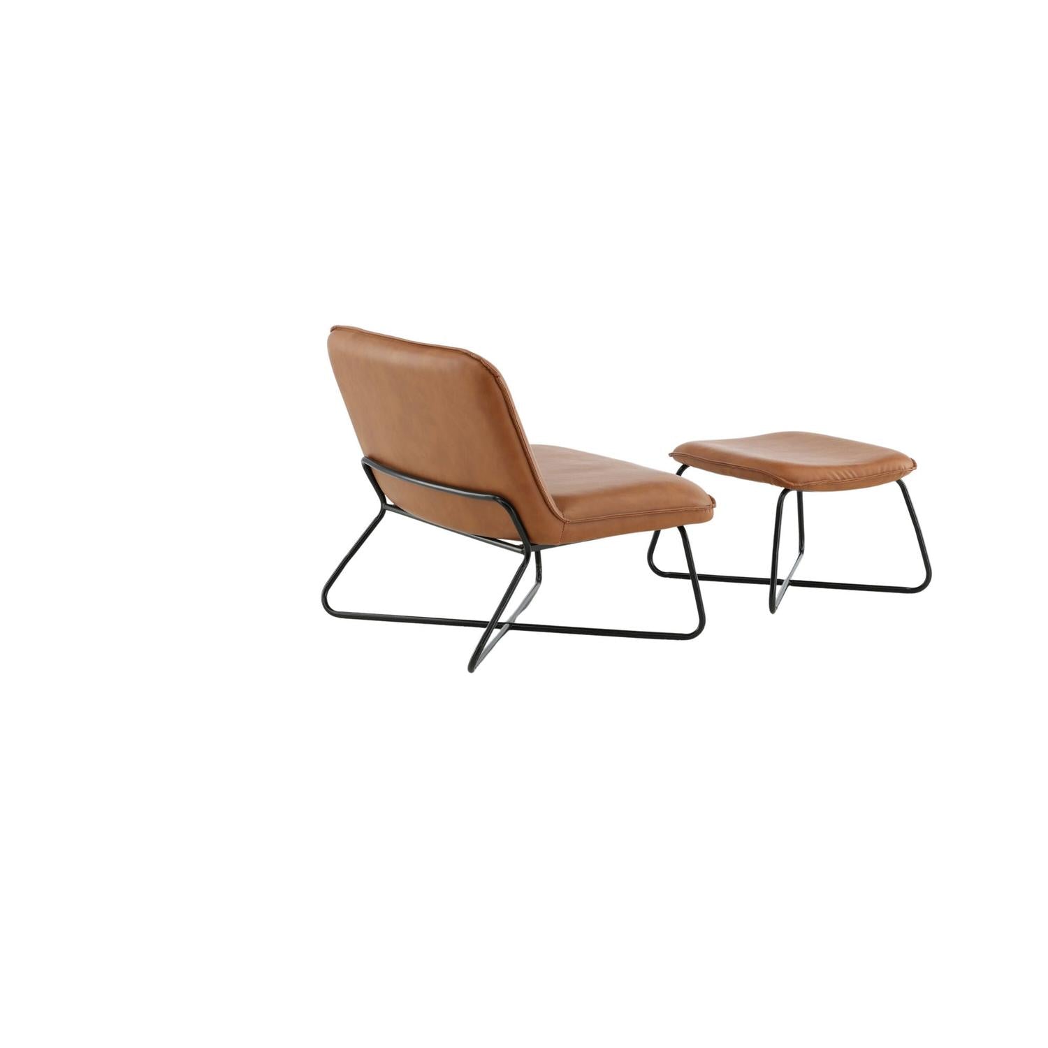 Loungesessel X-Lounge mit Fußhocker aus Kunstleder - Braun-Loungesessel-Venture Home-le canapé