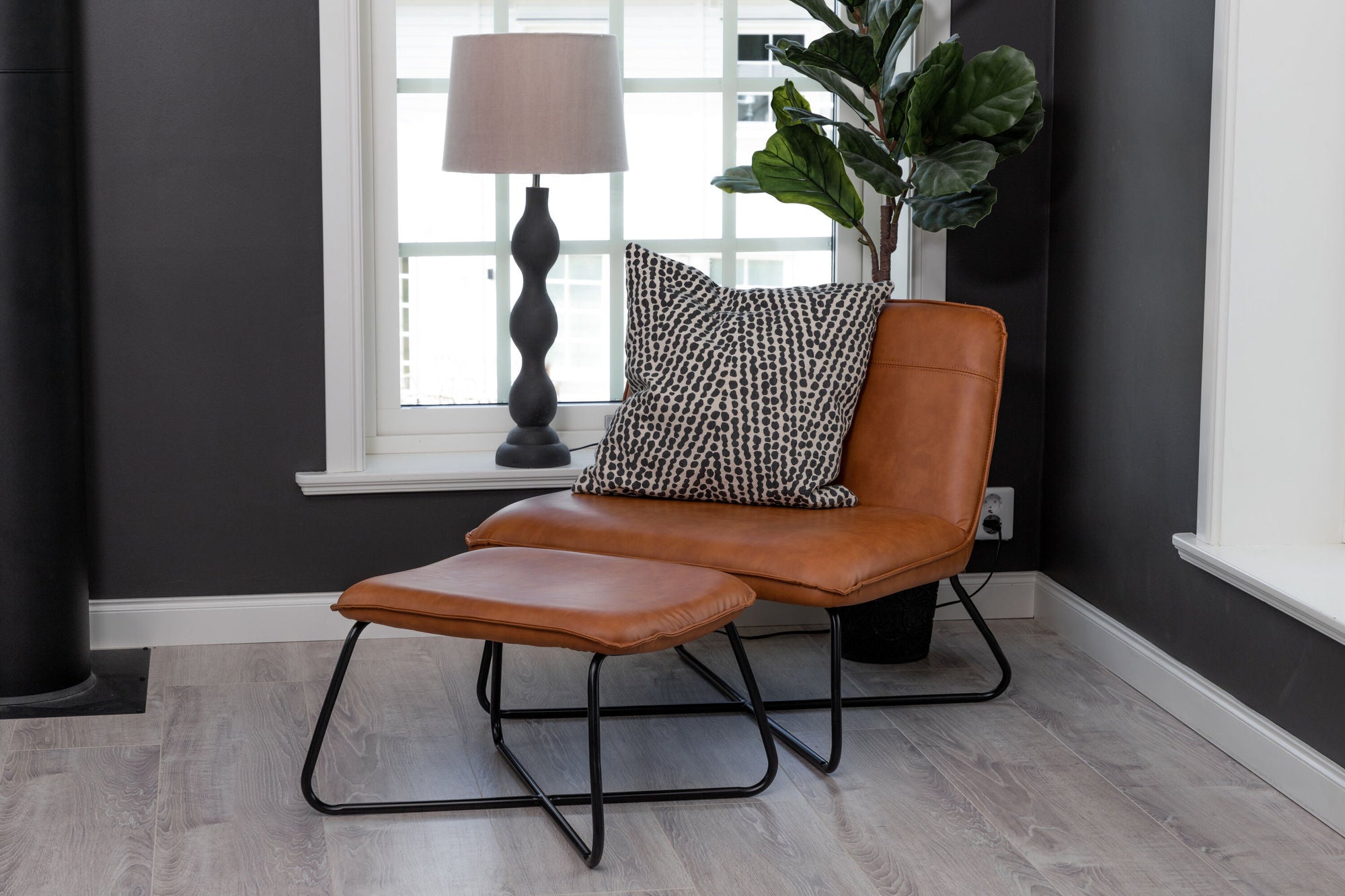 Loungesessel X-Lounge mit Fußhocker aus Kunstleder - Braun-Loungesessel-Venture Home-le canapé