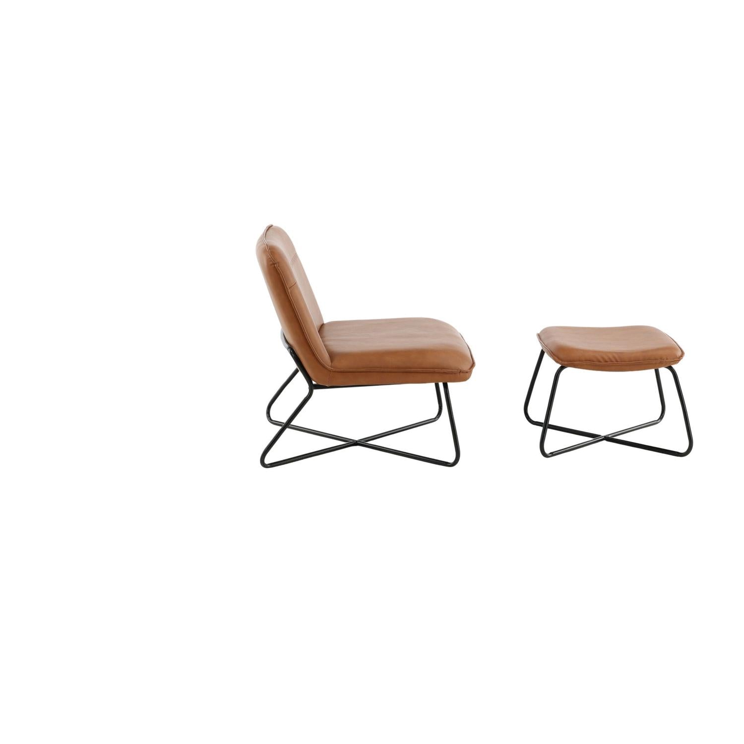 Loungesessel X-Lounge mit Fußhocker aus Kunstleder - Braun-Loungesessel-Venture Home-le canapé