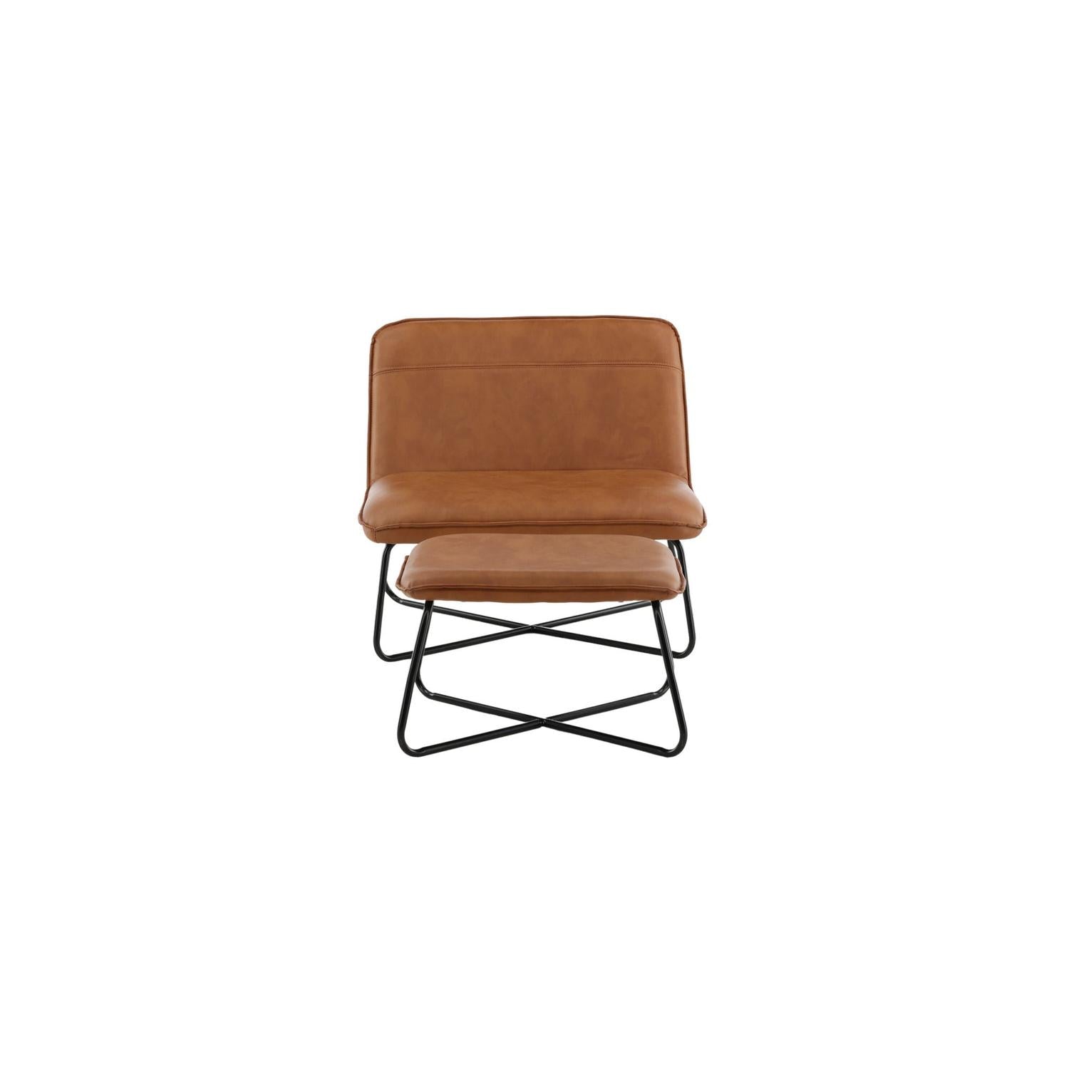 Loungesessel X-Lounge mit Fußhocker aus Kunstleder - Braun-Loungesessel-Venture Home-le canapé
