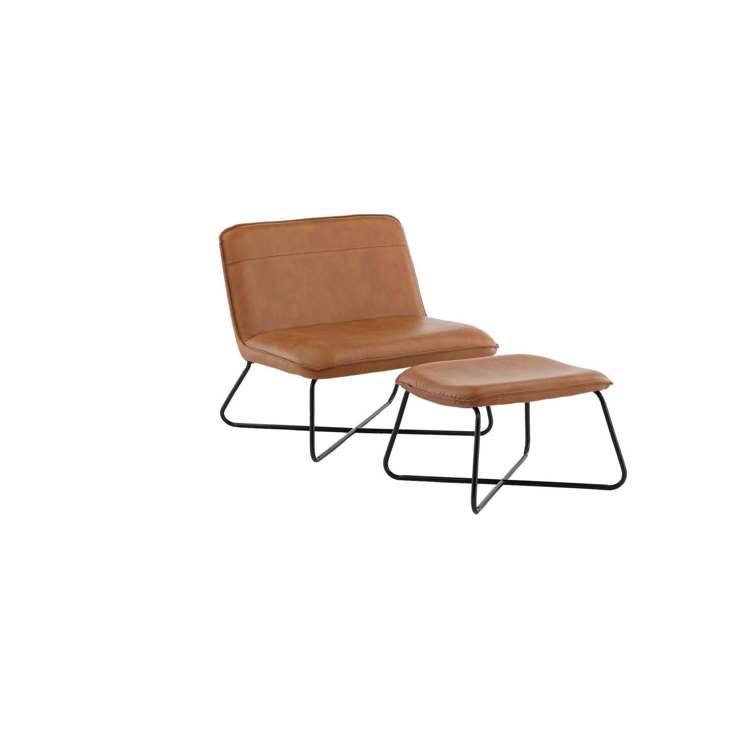 Loungesessel X-Lounge mit Fußhocker aus Kunstleder - Braun-Loungesessel-Venture Home-le canapé