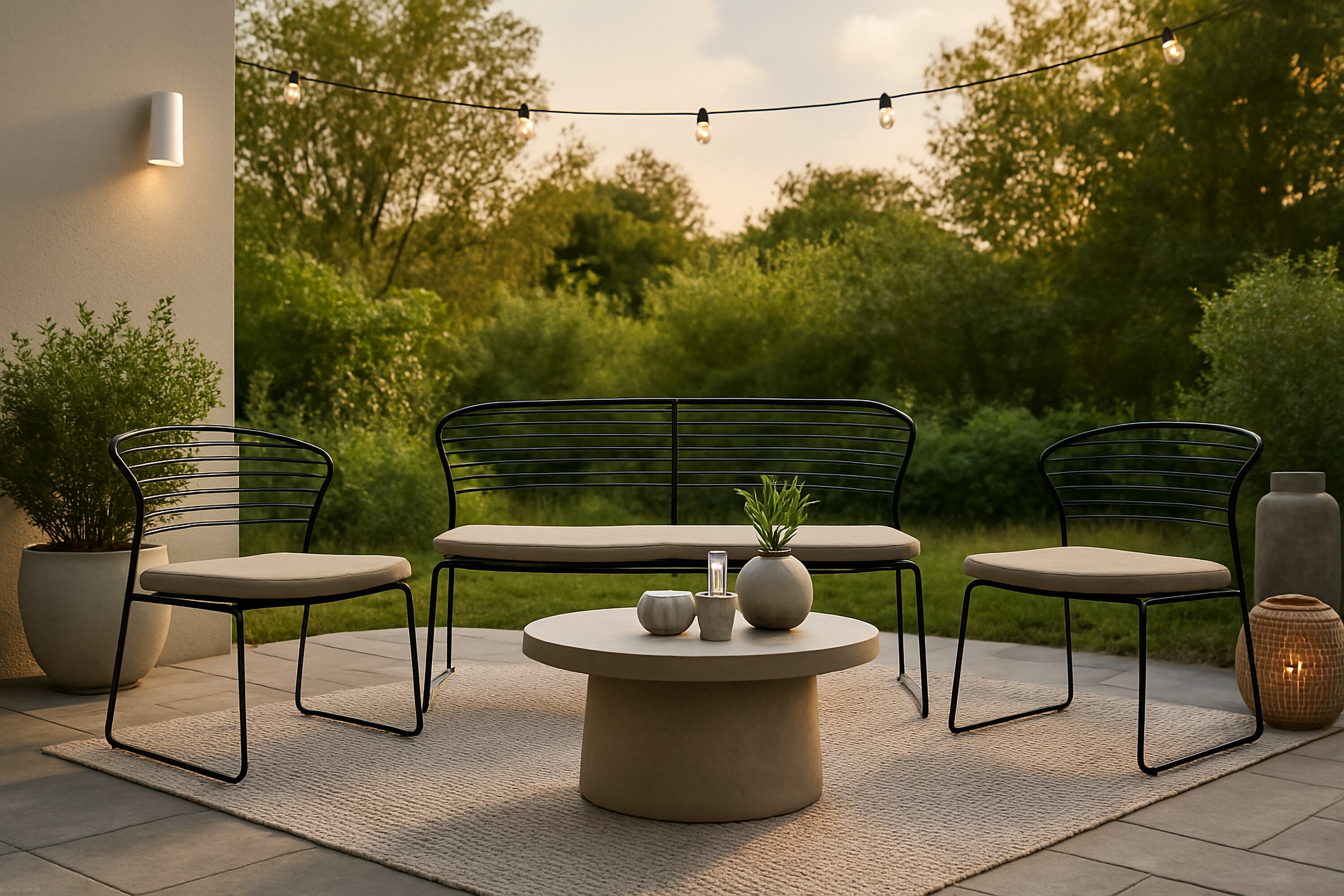 Loungeset Milano aus Metall - Schwarz-Loungesets-Venture Home-le canapé