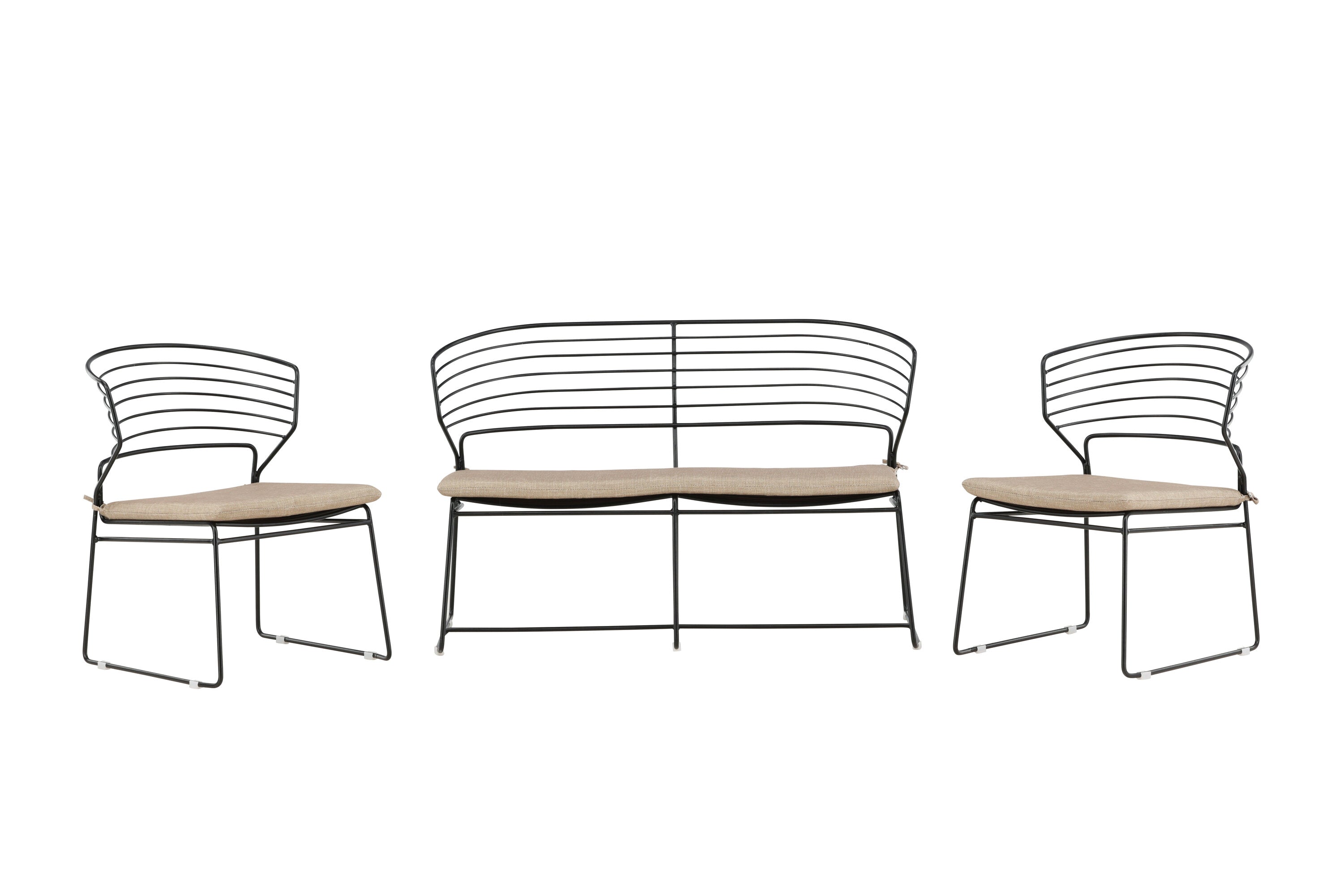 Loungeset Milano aus Metall - Schwarz-Loungesets-Venture Home-le canapé