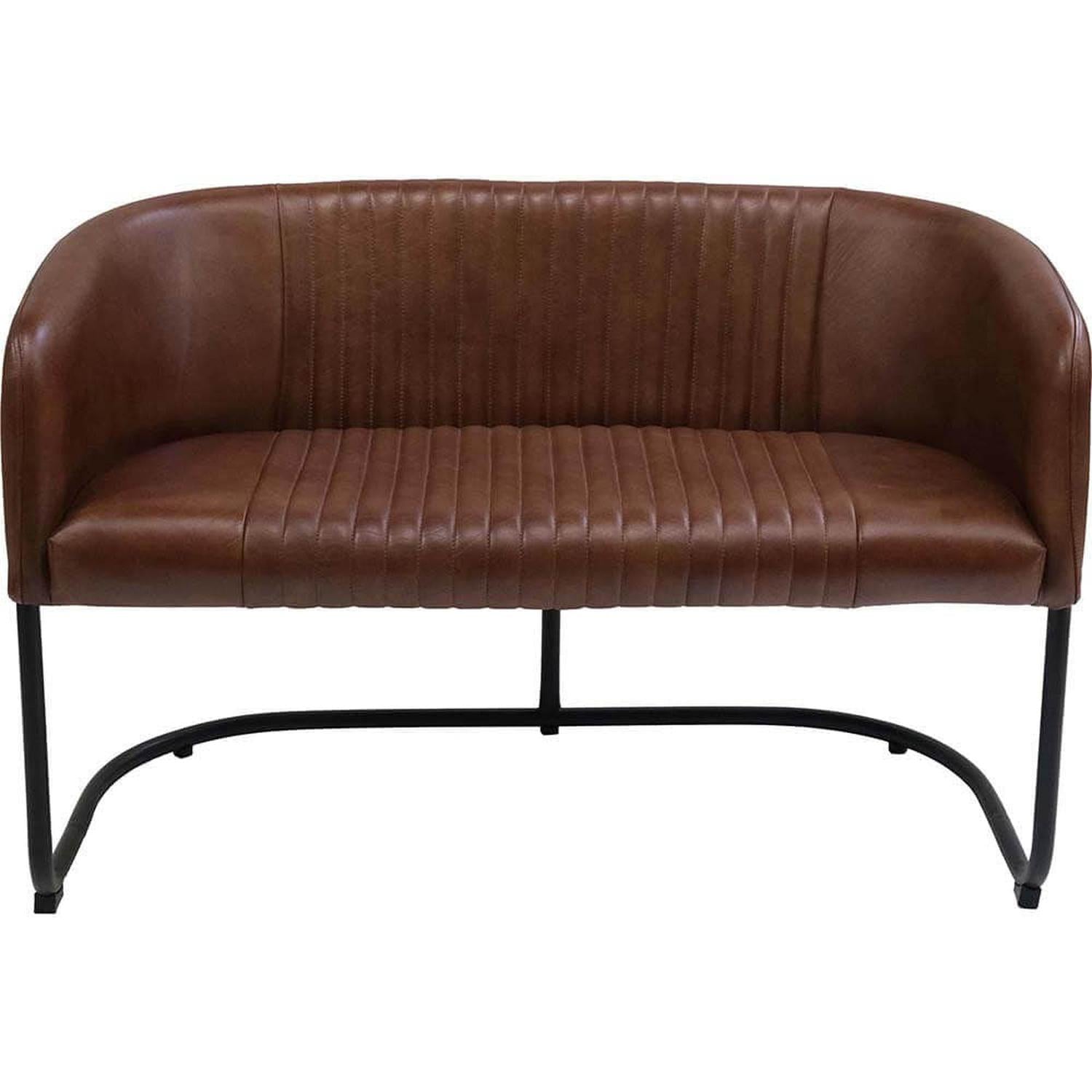 Loungesofa Harlem aus Büffelleder - Braun-Lederbänke-Trademark Living-le canapé